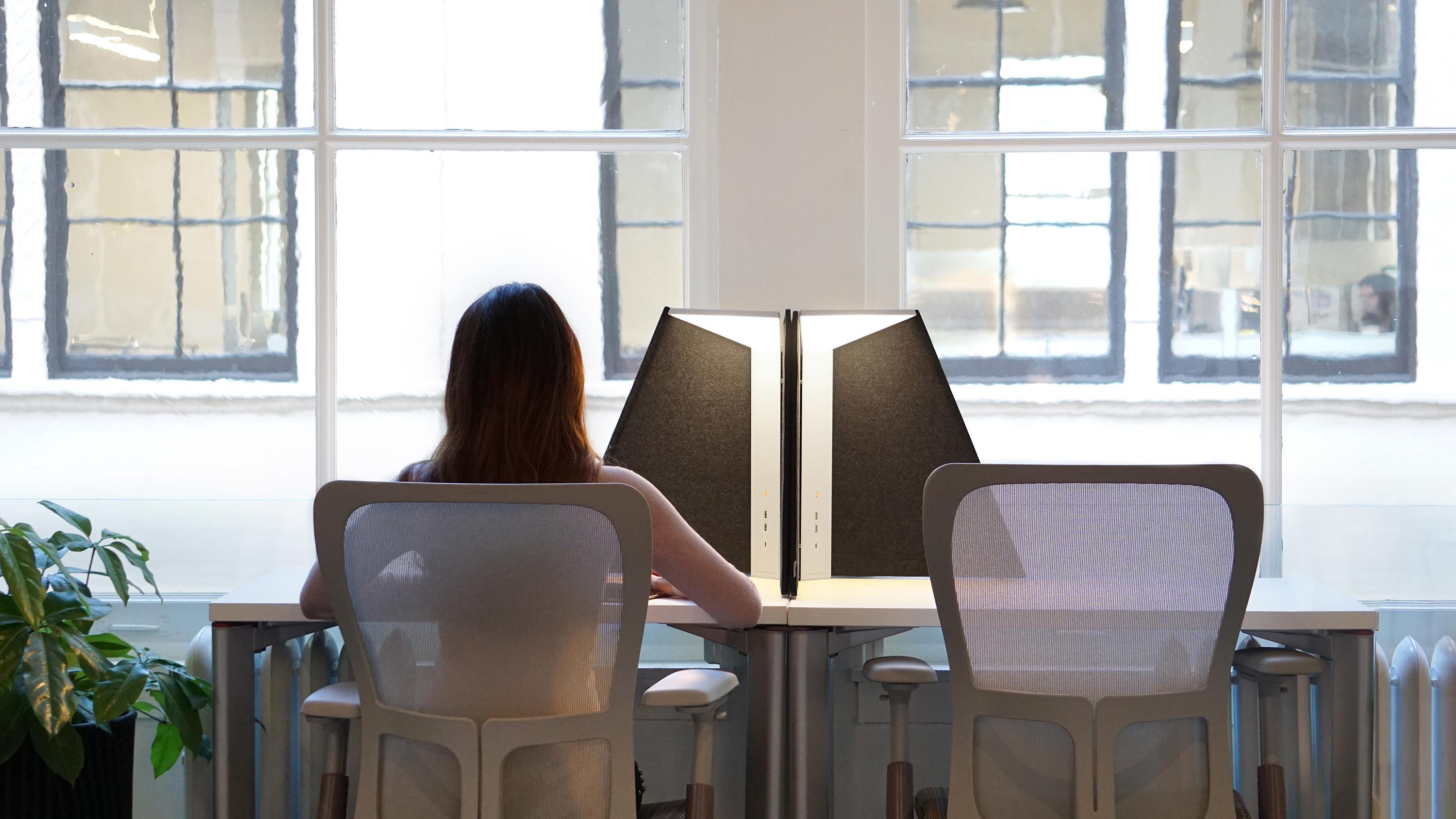 Corner Office Table Lamp 15 in Stone by Pablo Designs In New Condition For Sale In San Francisco, CA