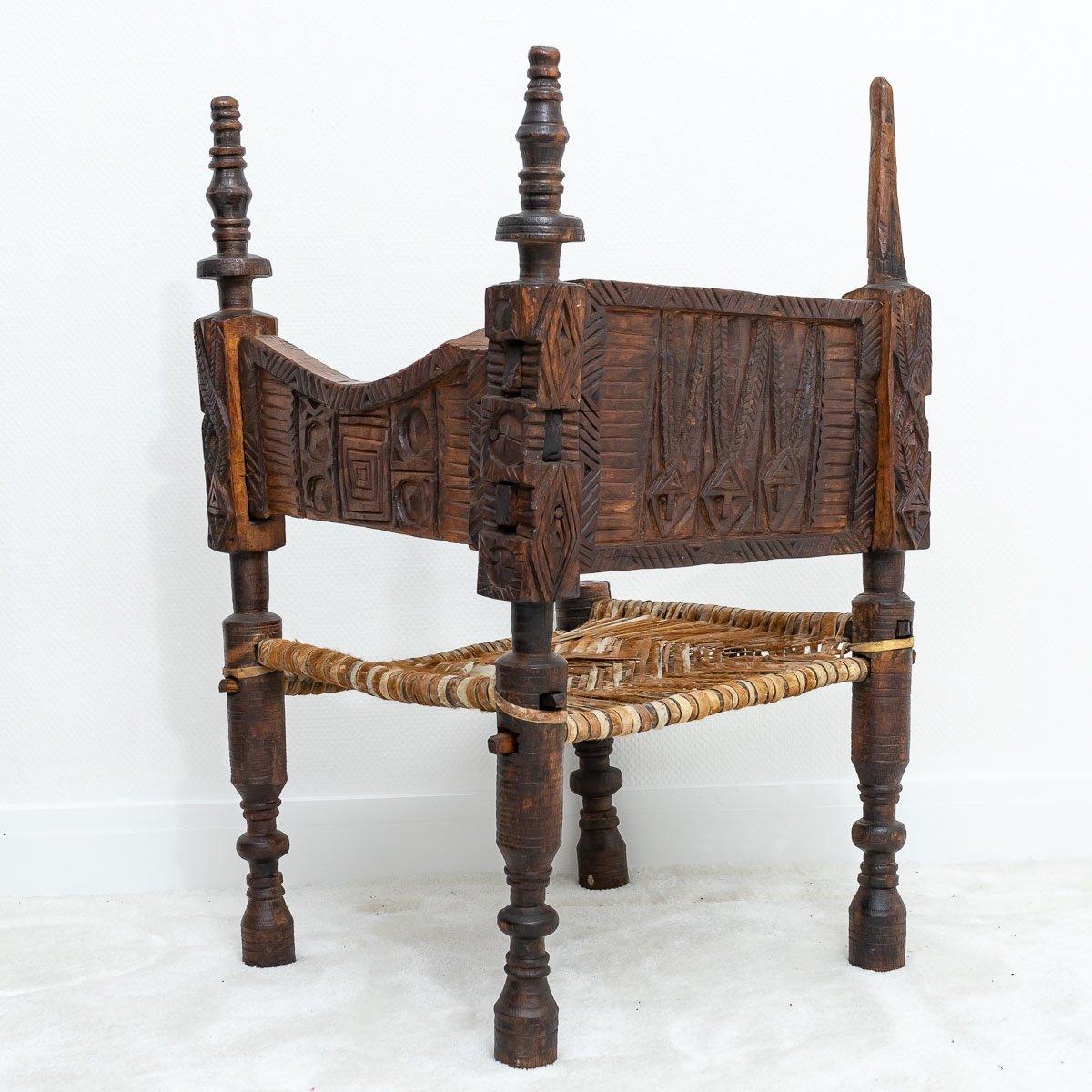 Wood Corner Or Corner Chairs And Footrest From Nuristan Afghanistan/pakistan - XIXth For Sale