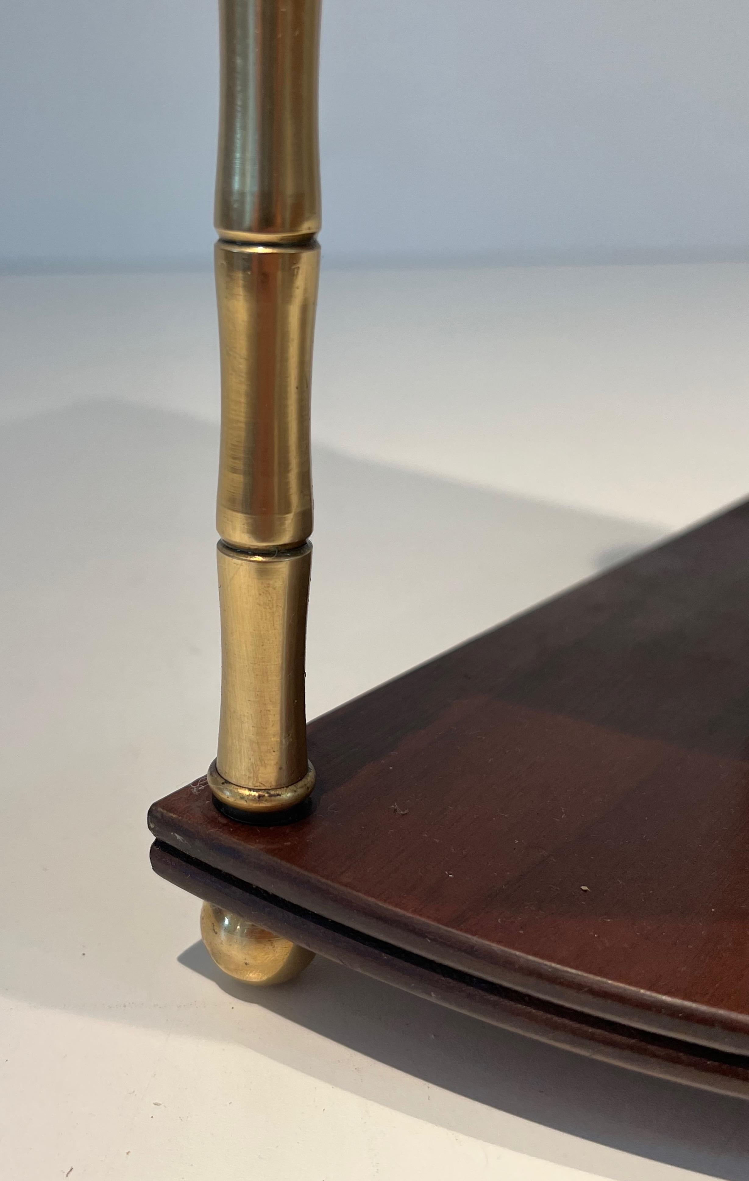 Corner Shelves Made of Faux-Bamboo Brass and Wood in the Style of Maison Baguès For Sale 3
