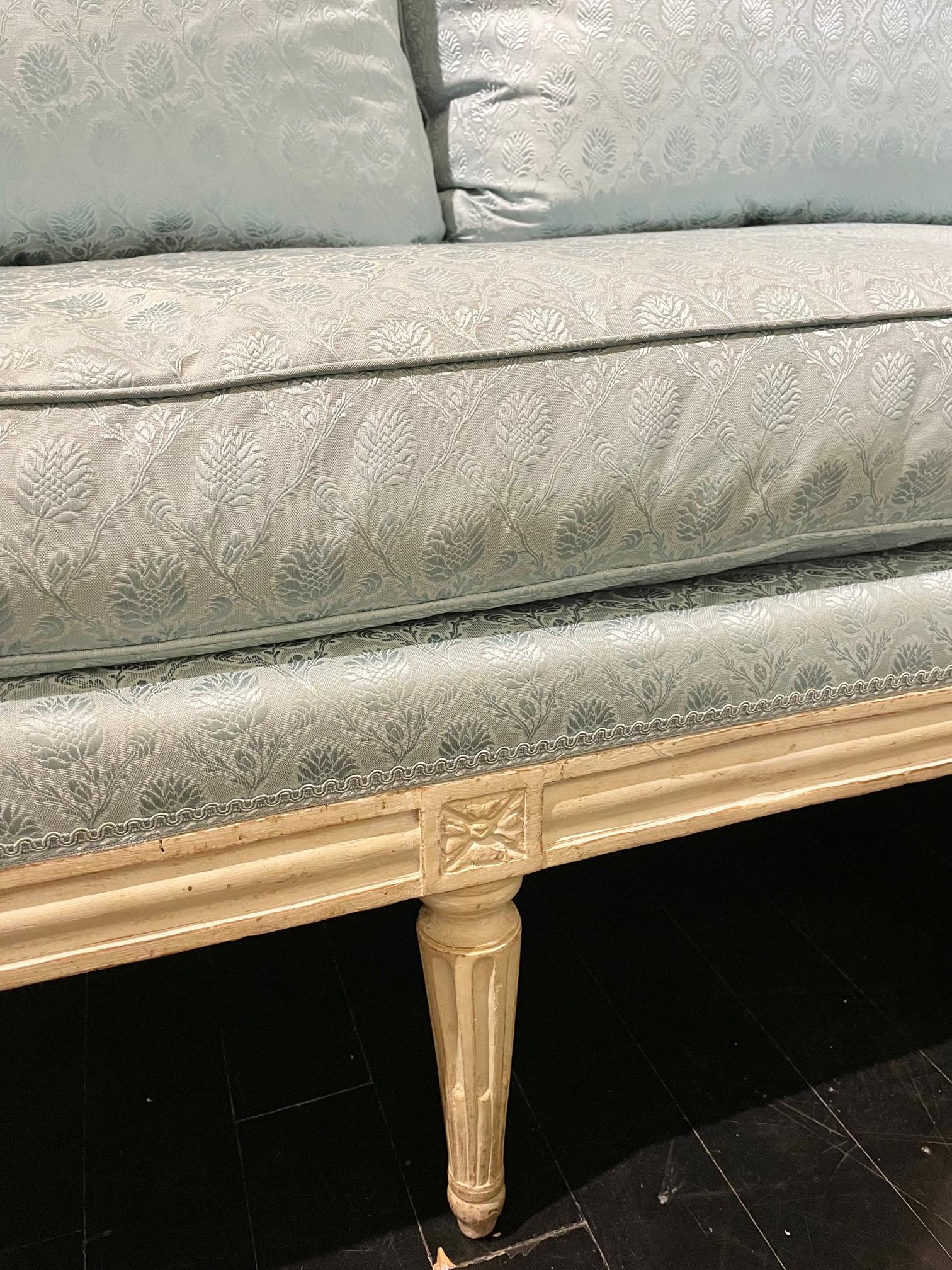 Sofá Banqueta de Esquina Atribuido a la Maison Jansen, Estilo Francés Luis XVI en venta 8