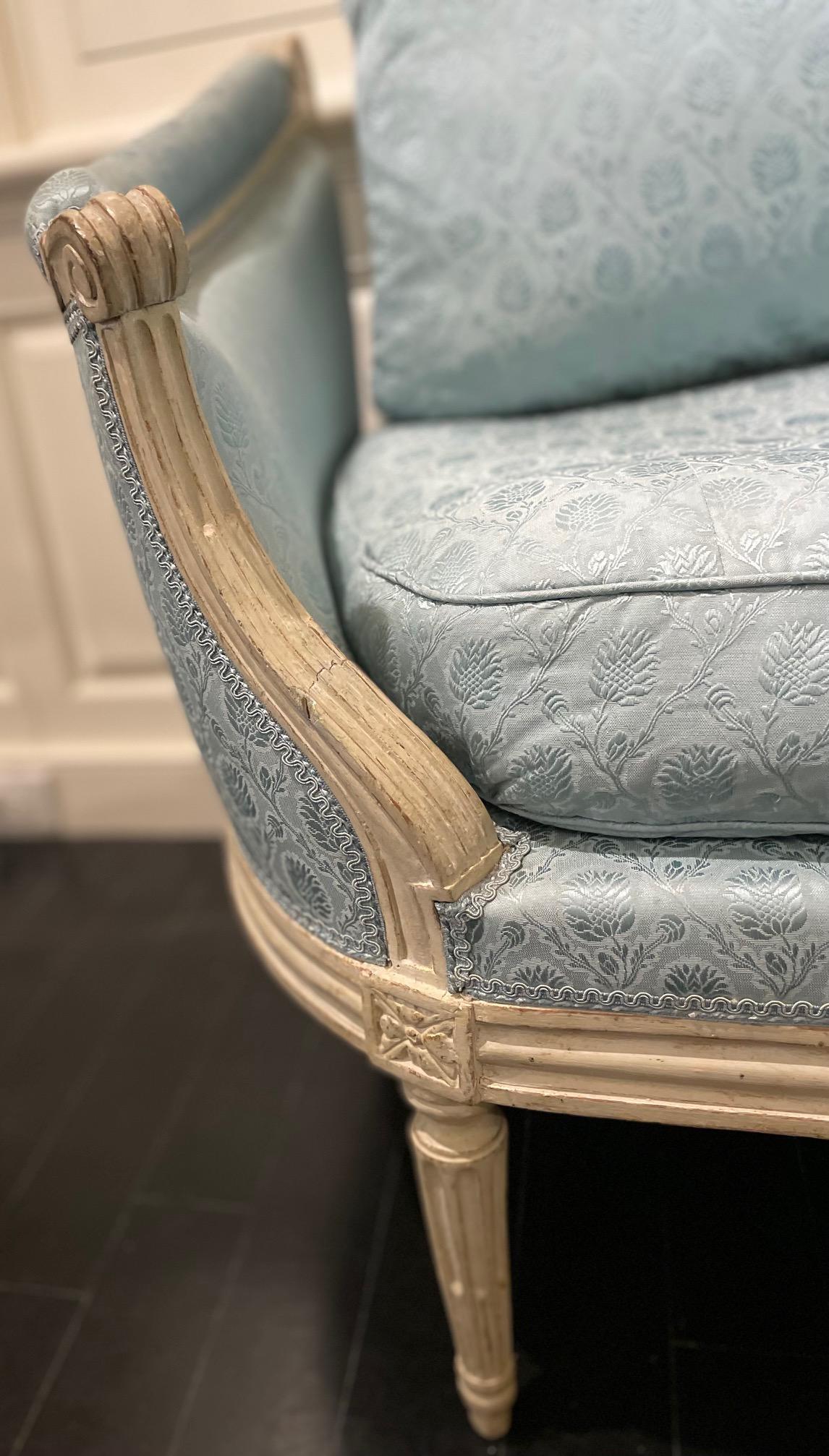 Sofá Banqueta de Esquina Atribuido a la Maison Jansen, Estilo Francés Luis XVI en venta 12