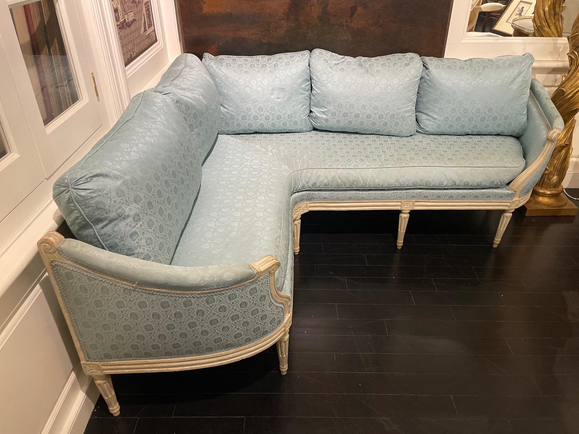Sofá Banqueta de Esquina Atribuido a la Maison Jansen, Estilo Francés Luis XVI siglo XX en venta