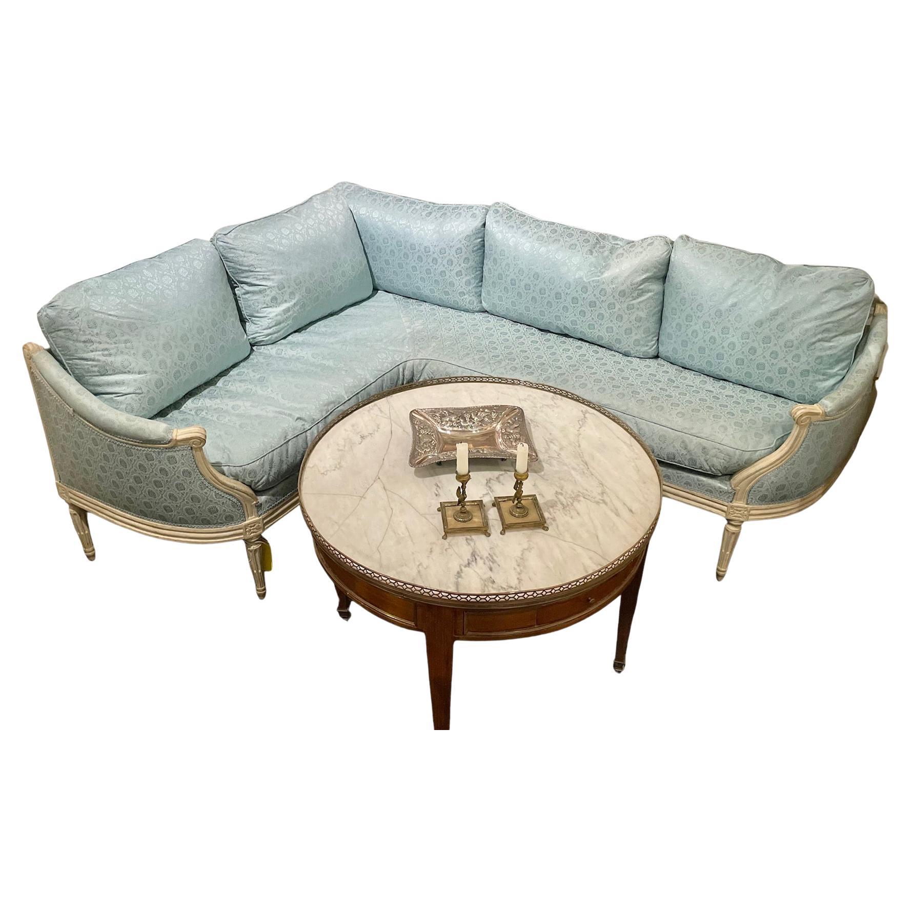 Sofá Banqueta de Esquina Atribuido a la Maison Jansen, Estilo Francés Luis XVI en venta 1