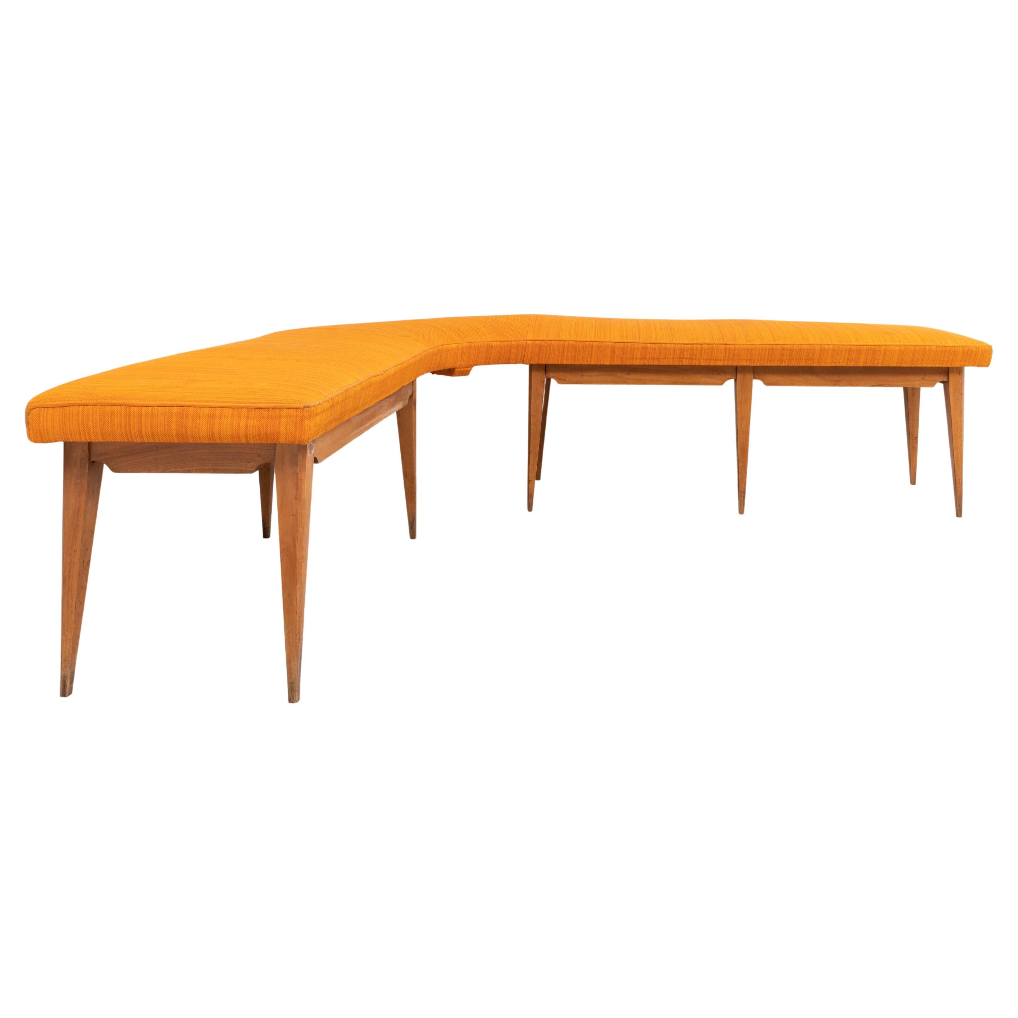 Ecksofa aus blondem Holz und Stoff, Italien, 1950er Jahre im Angebot