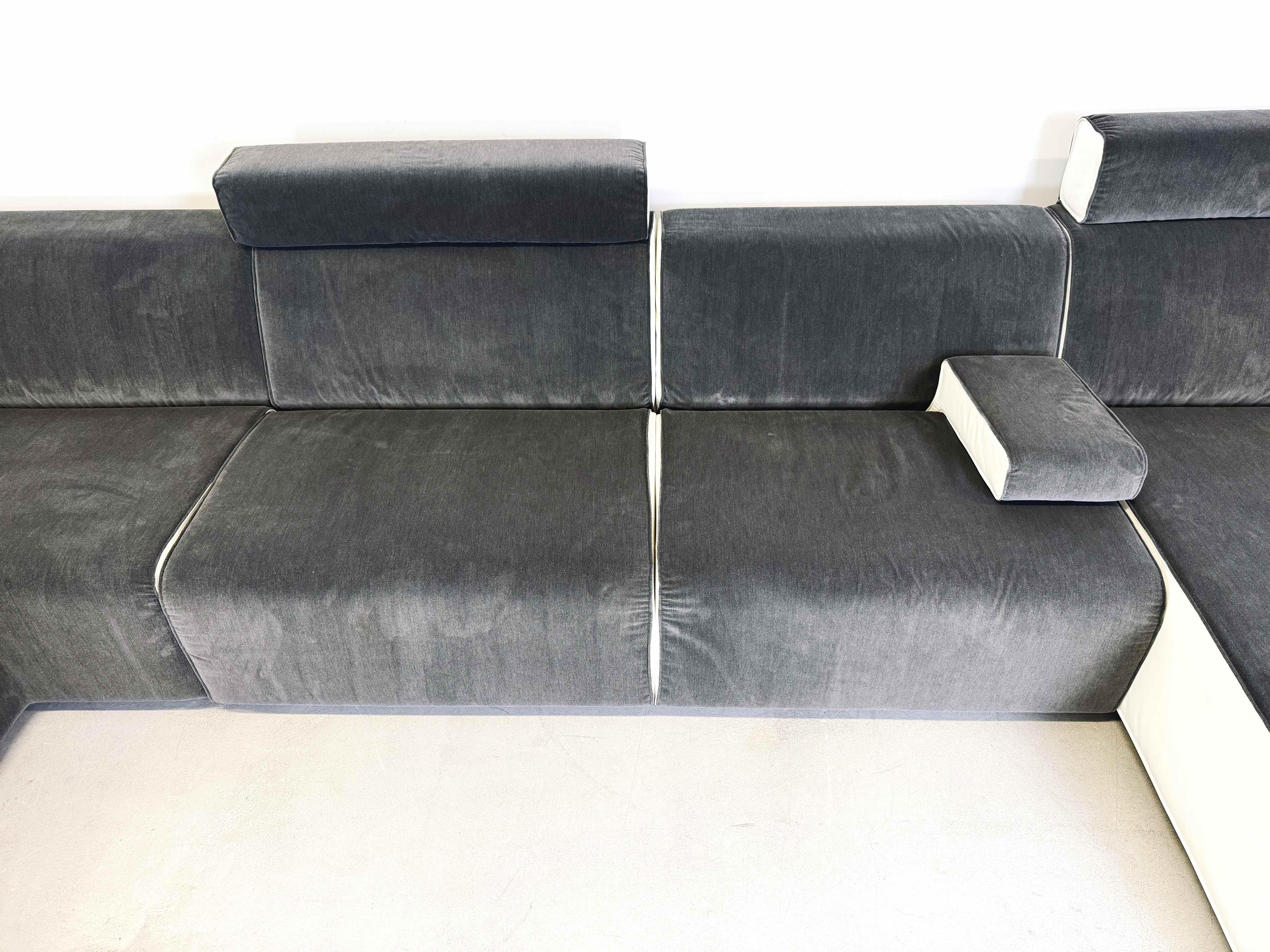 Canapé d'angle Couch COR Kelp tissu ( velours) cuir gris blanc design en vente 5