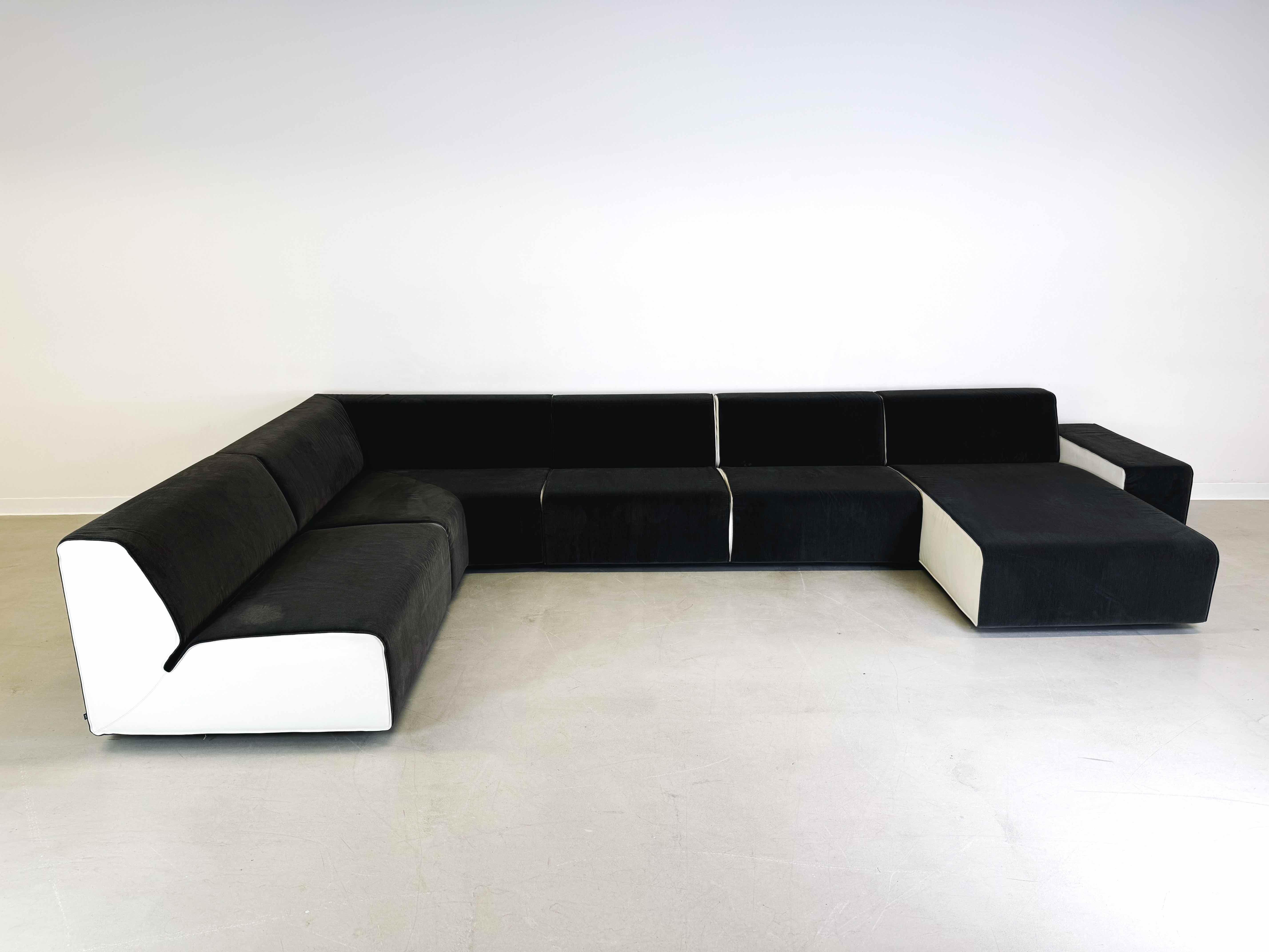 Canapé d'angle Couch COR Kelp tissu ( velours) cuir gris blanc design en vente 10