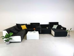 Eck-Sofa Couch COR Kelp Stoff (Schal) Leder grau-weißes Design