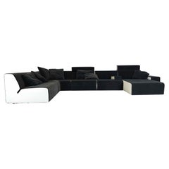 Corner sofa Couch COR Kelp fabric (velvet) leather gray white design