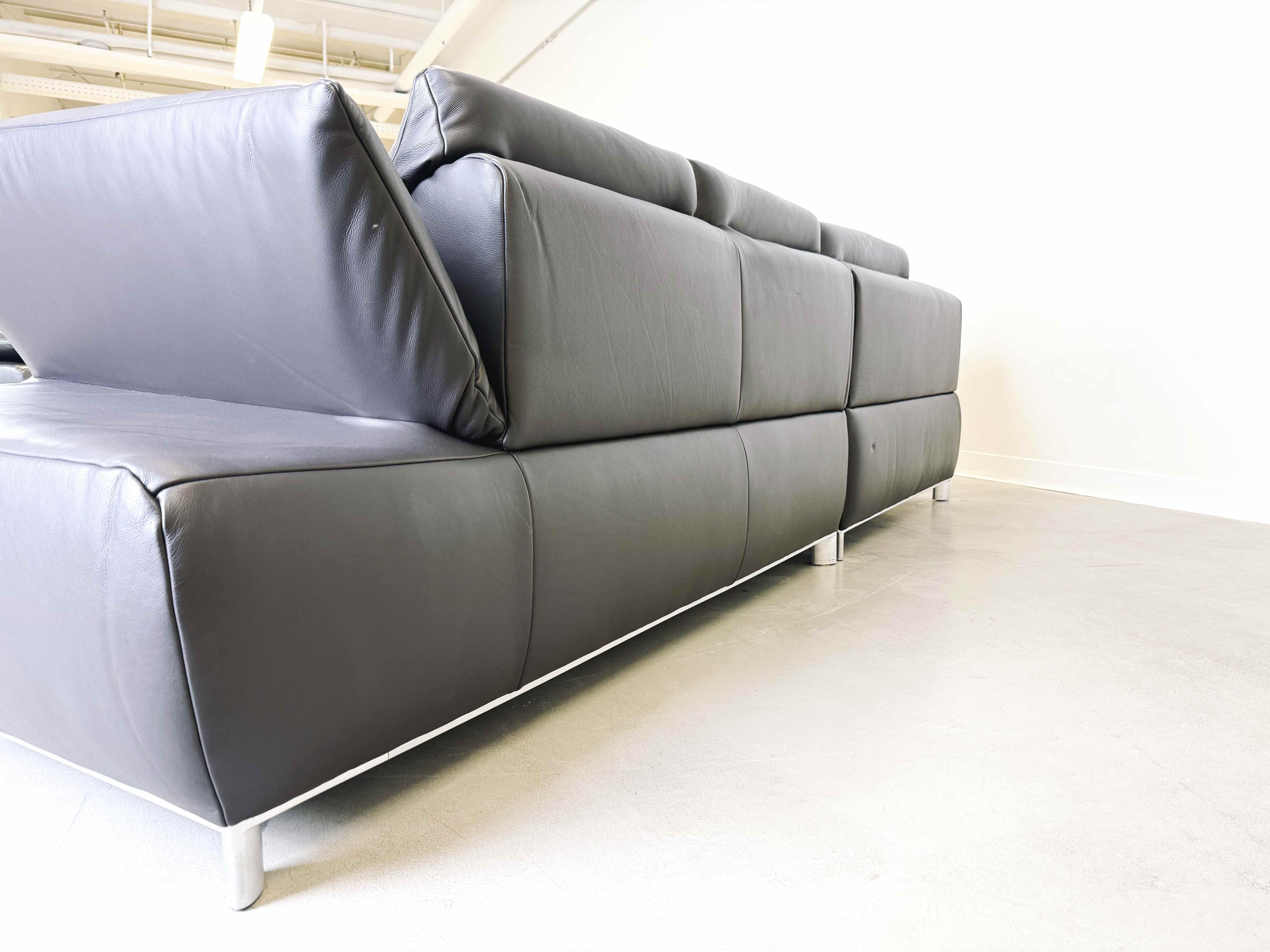 Corner sofa couch with armchair Koinor Volare leather modern design 3