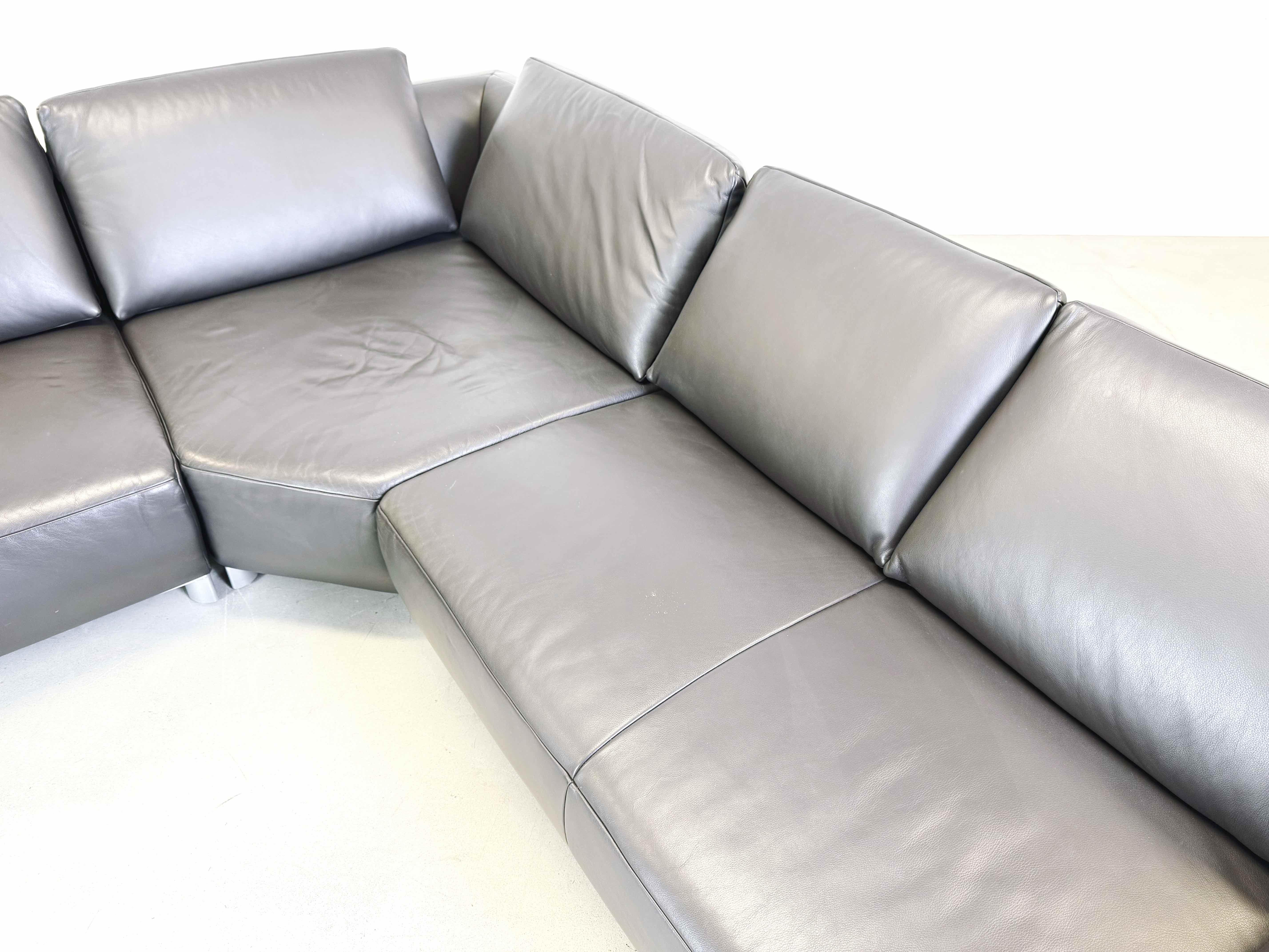 Corner sofa couch with armchair Koinor Volare leather modern design 7