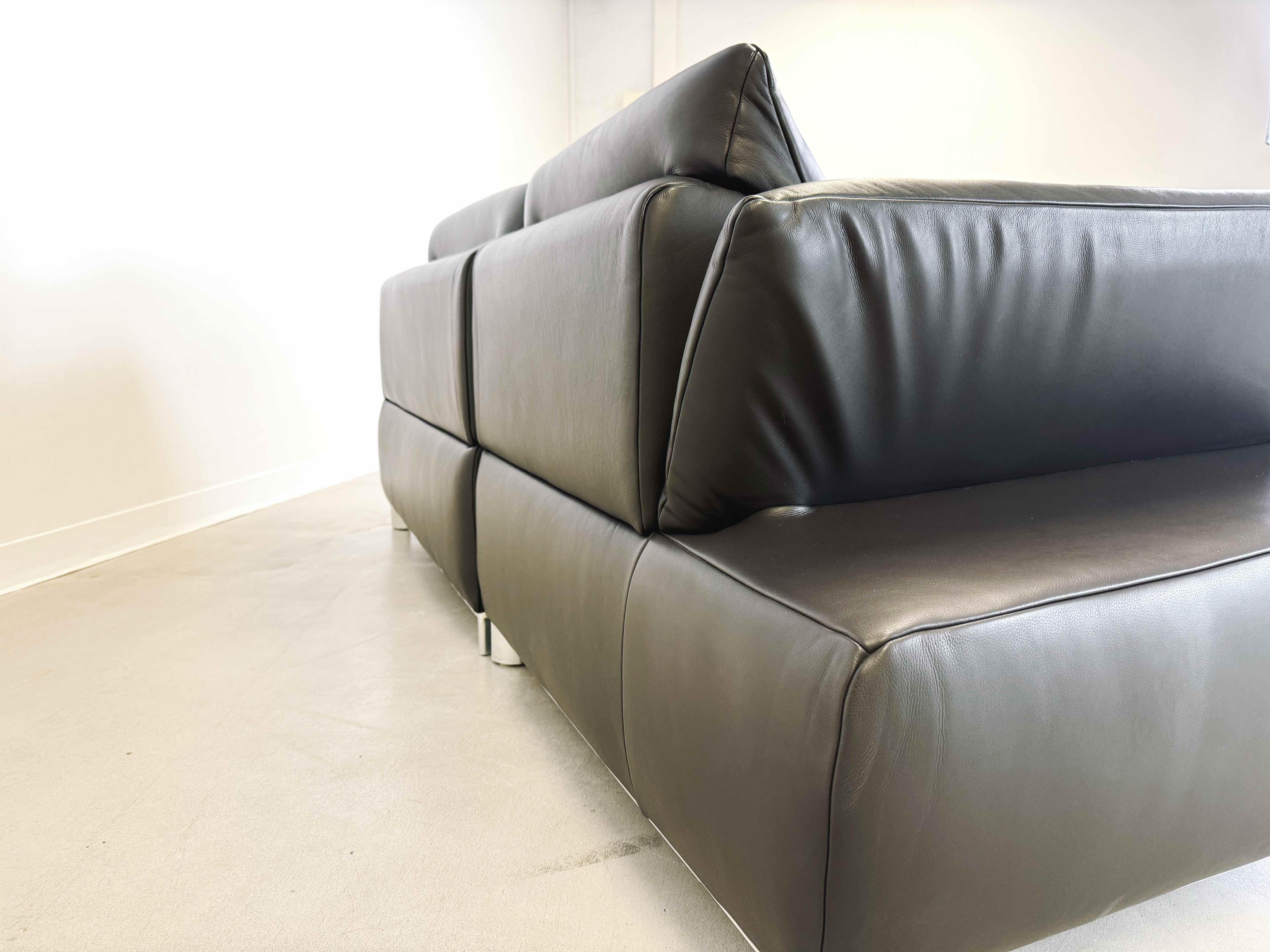 Corner sofa couch with armchair Koinor Volare leather modern design 8