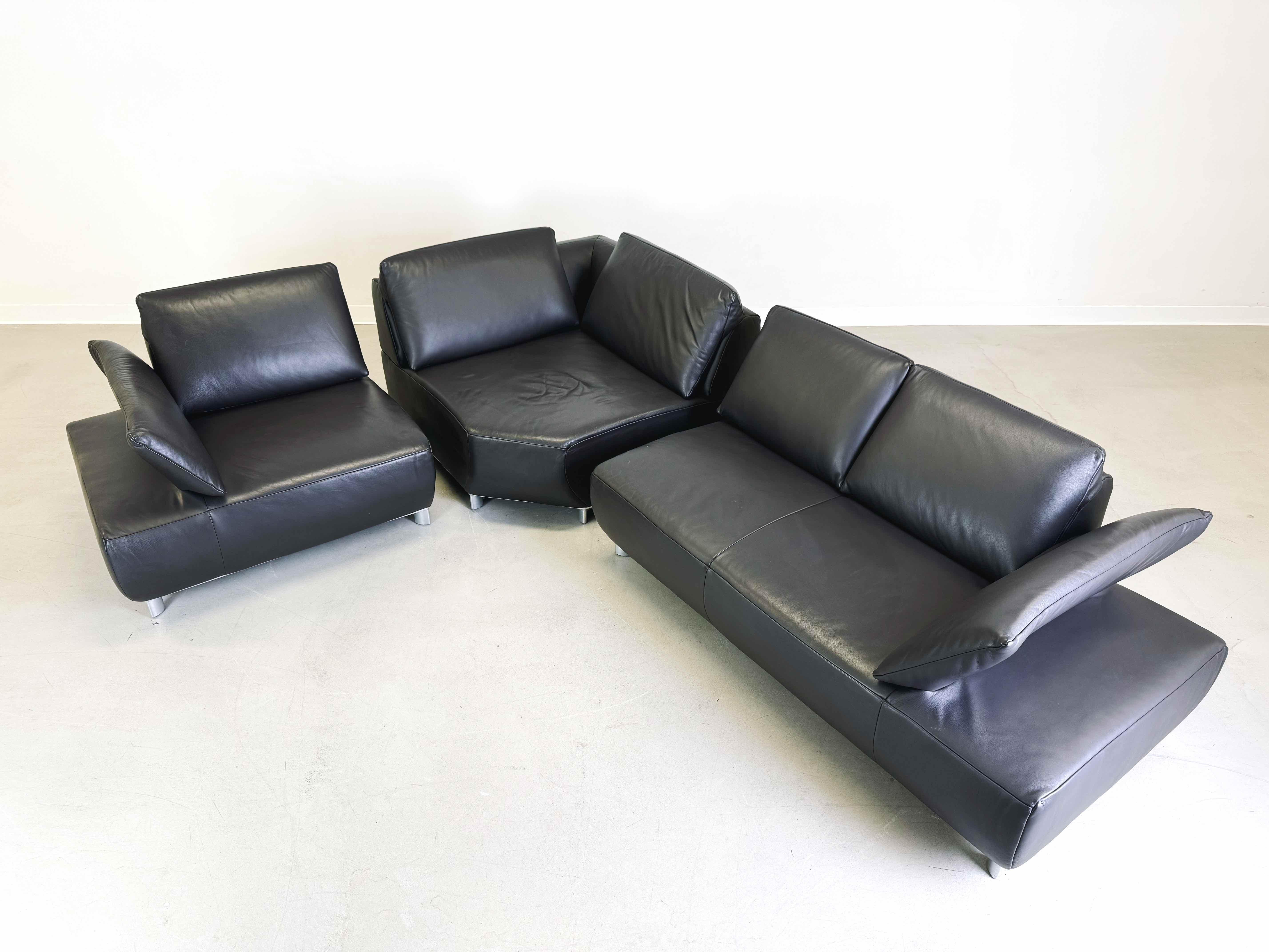 Corner sofa couch with armchair Koinor Volare leather modern design 9