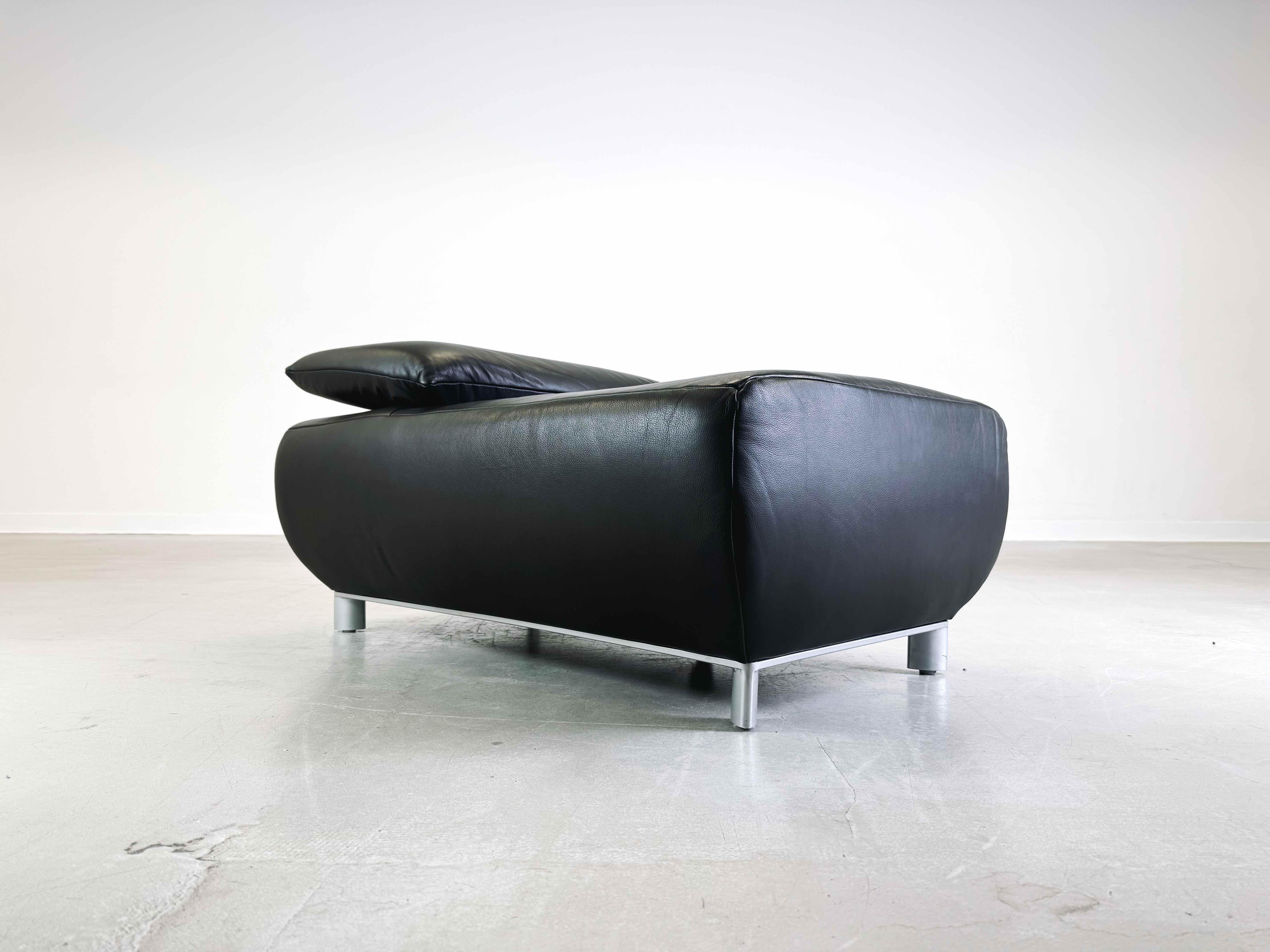 Corner sofa couch with armchair Koinor Volare leather modern design 11