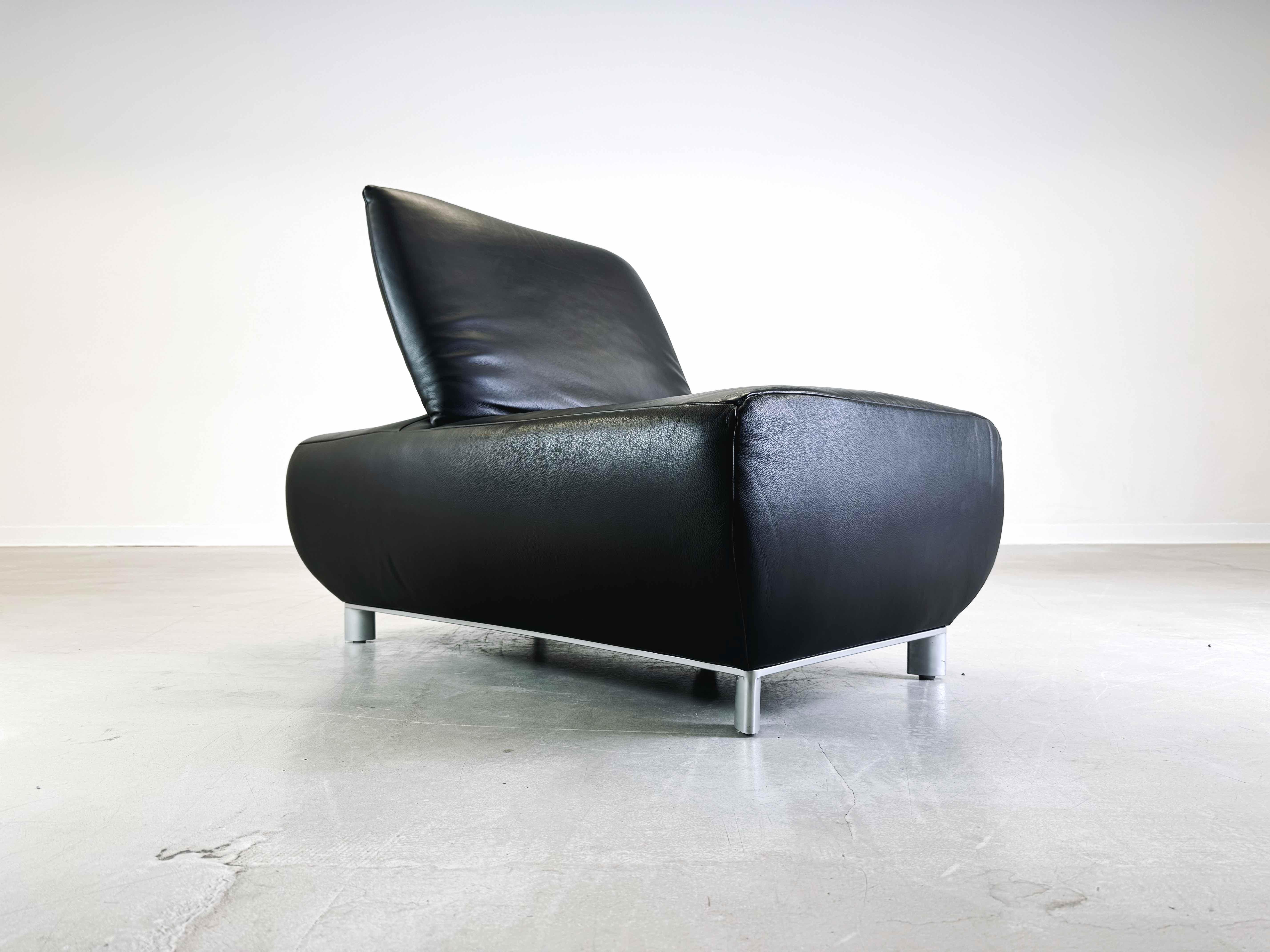 Corner sofa couch with armchair Koinor Volare leather modern design 12