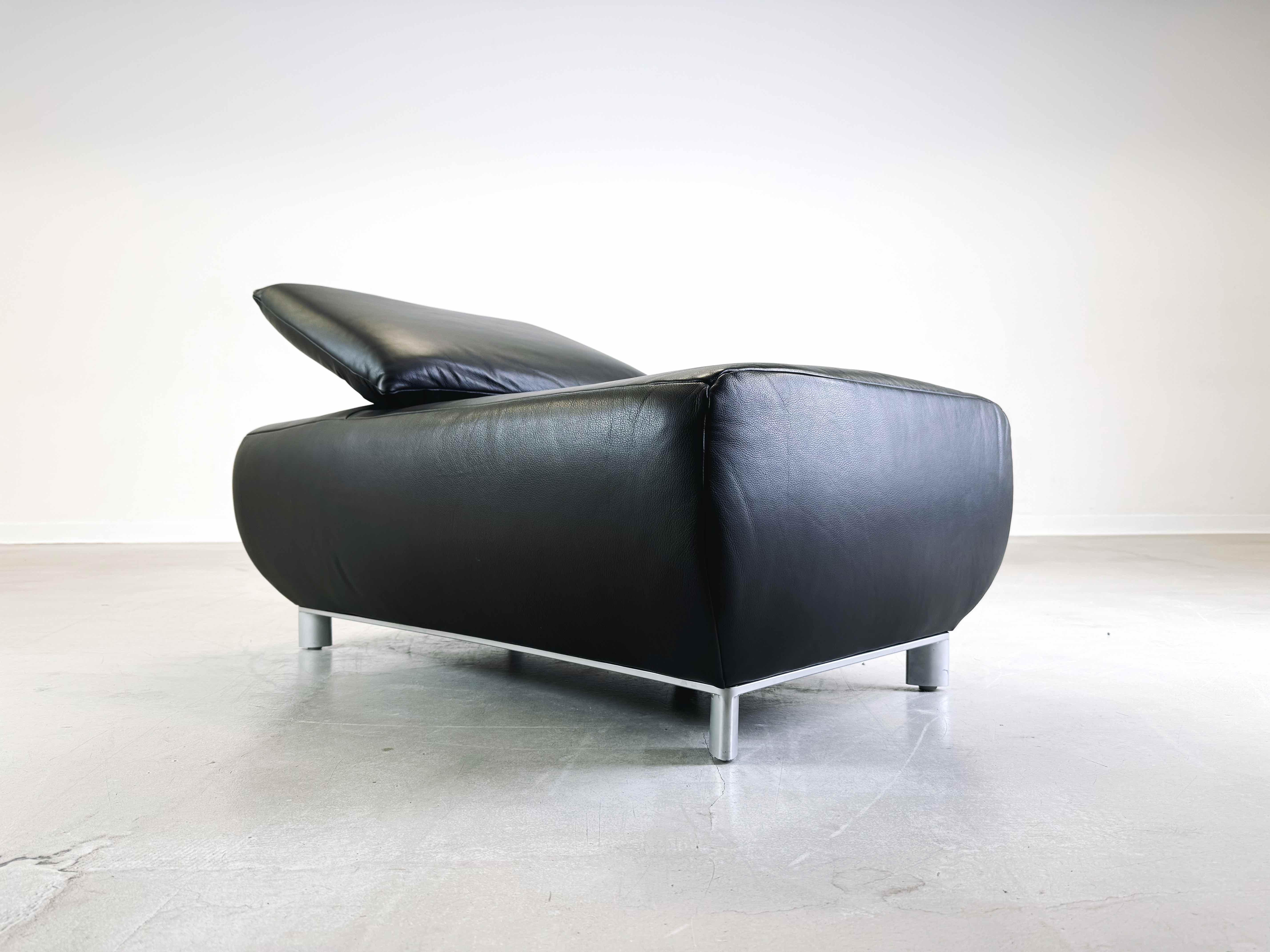 Corner sofa couch with armchair Koinor Volare leather modern design 13