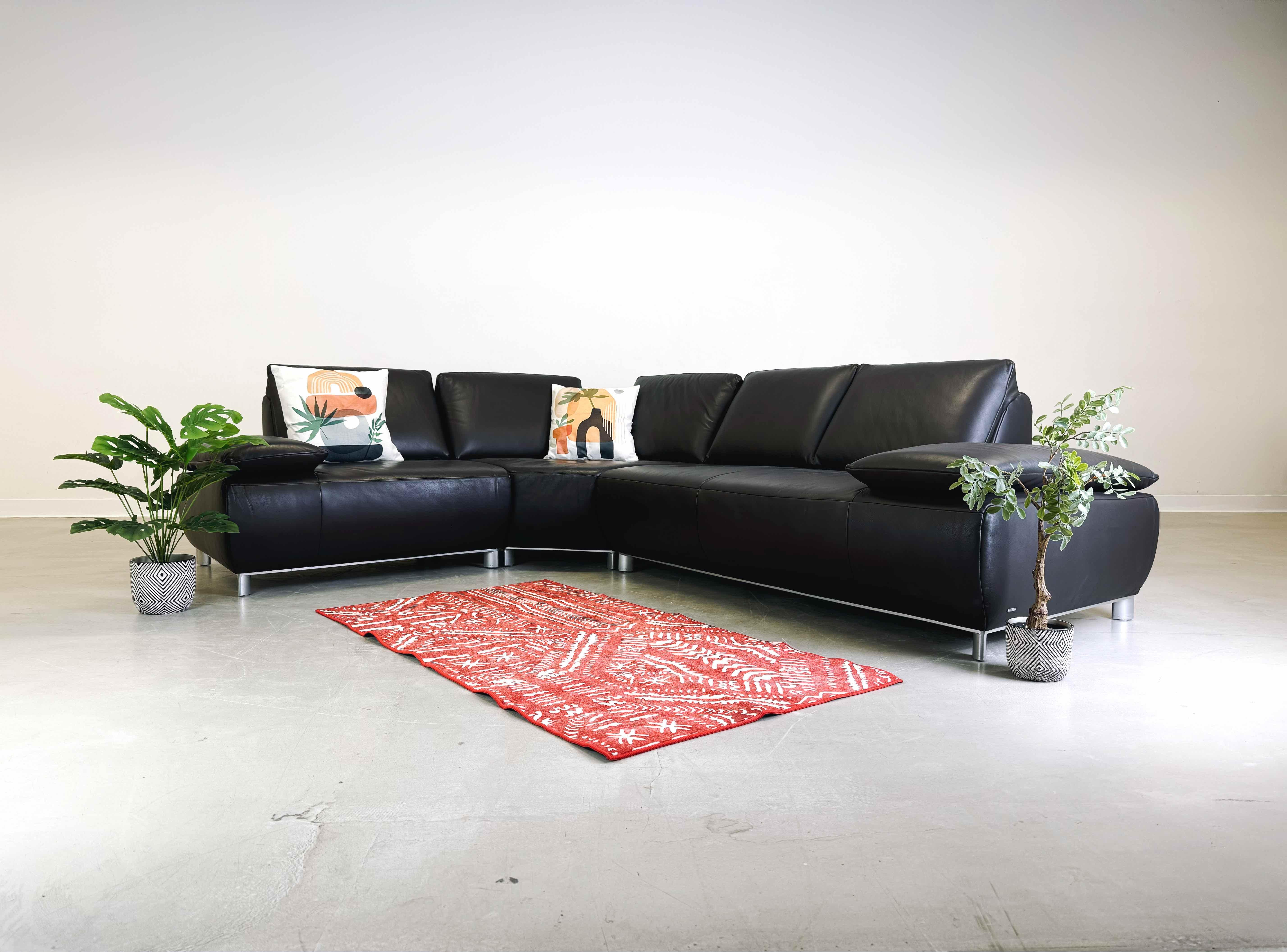 Post-Modern Corner sofa couch with armchair Koinor Volare leather modern design