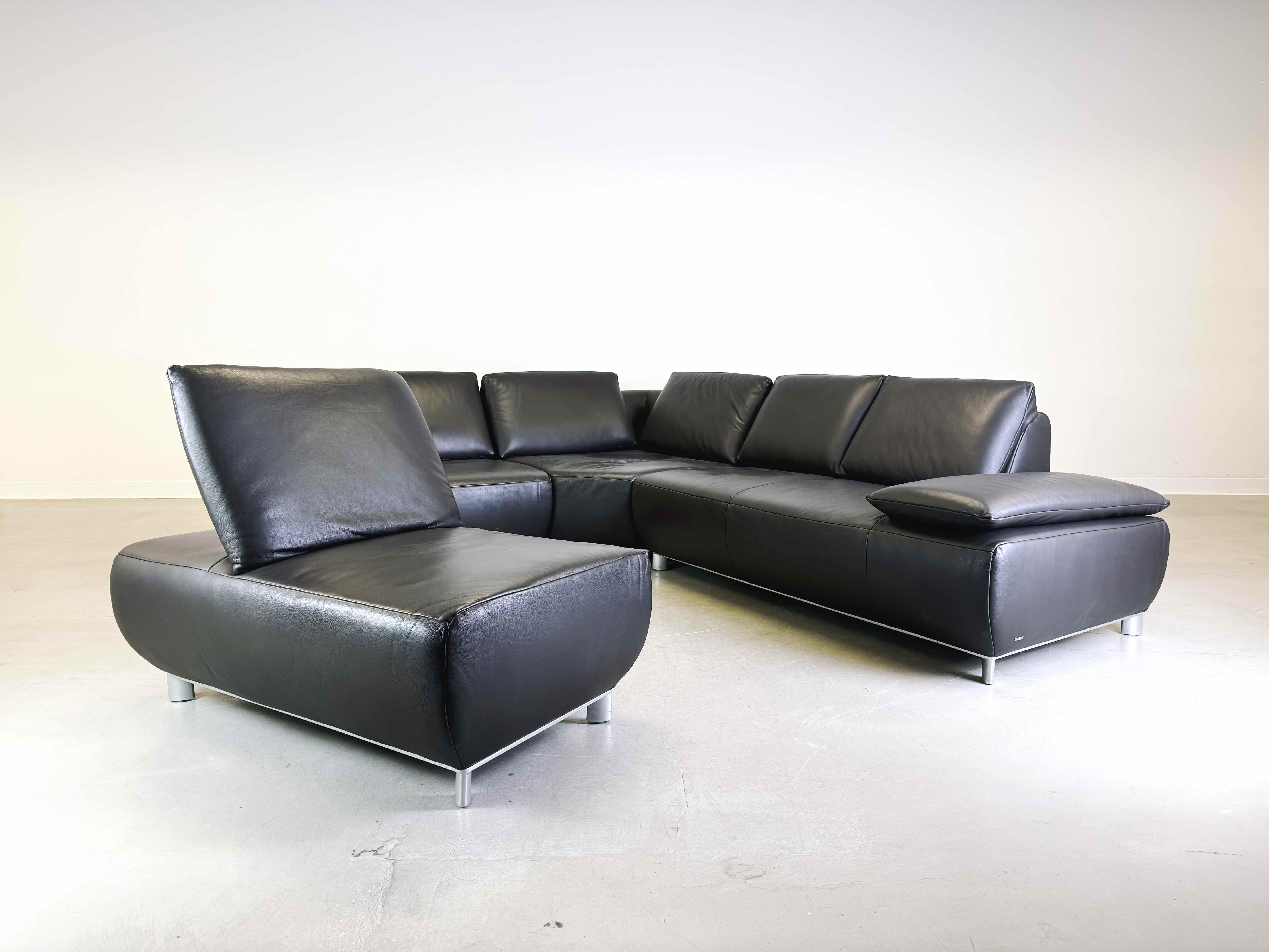 German Corner sofa couch with armchair Koinor Volare leather modern design