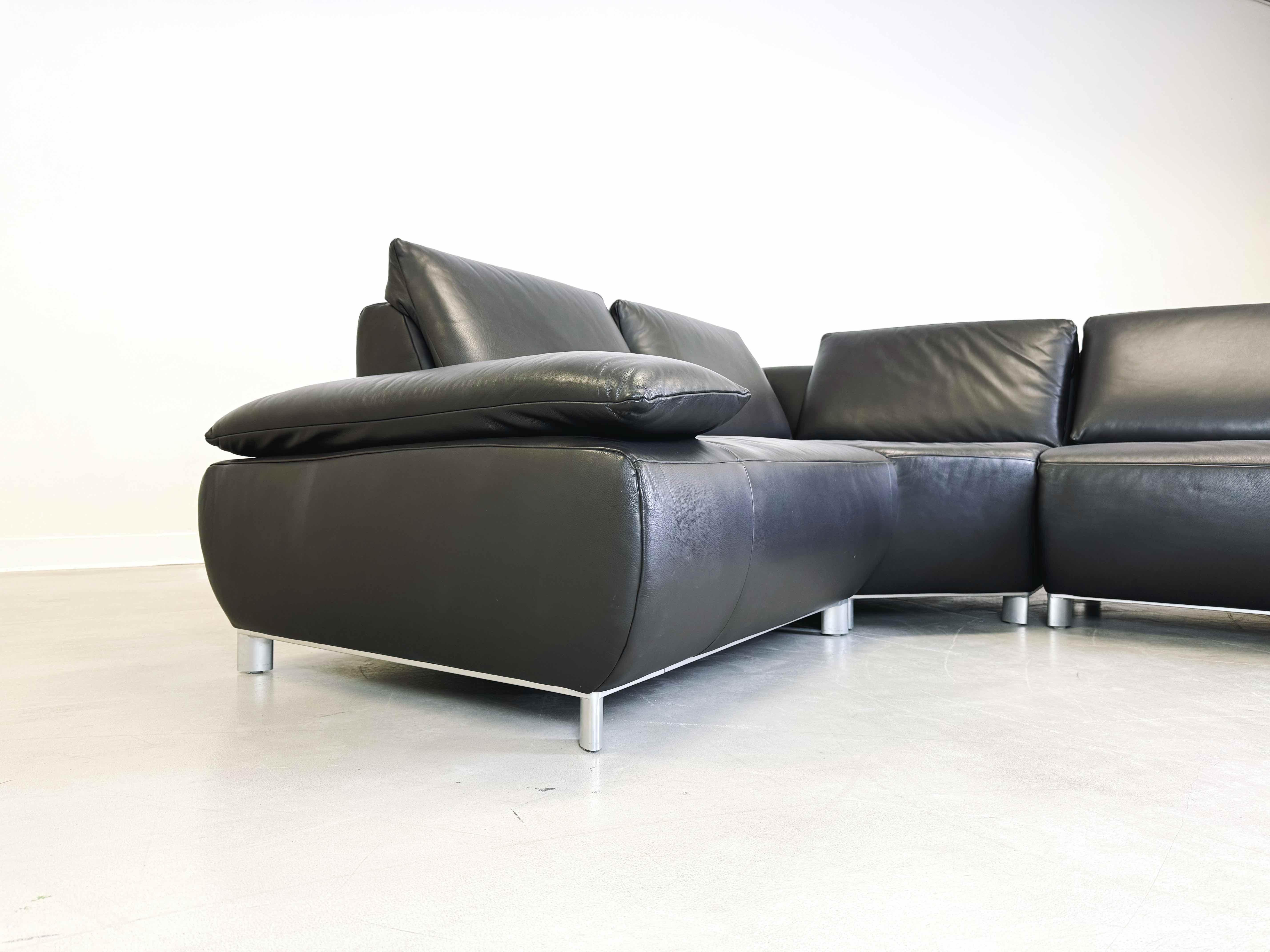 Contemporary Corner sofa couch with armchair Koinor Volare leather modern design