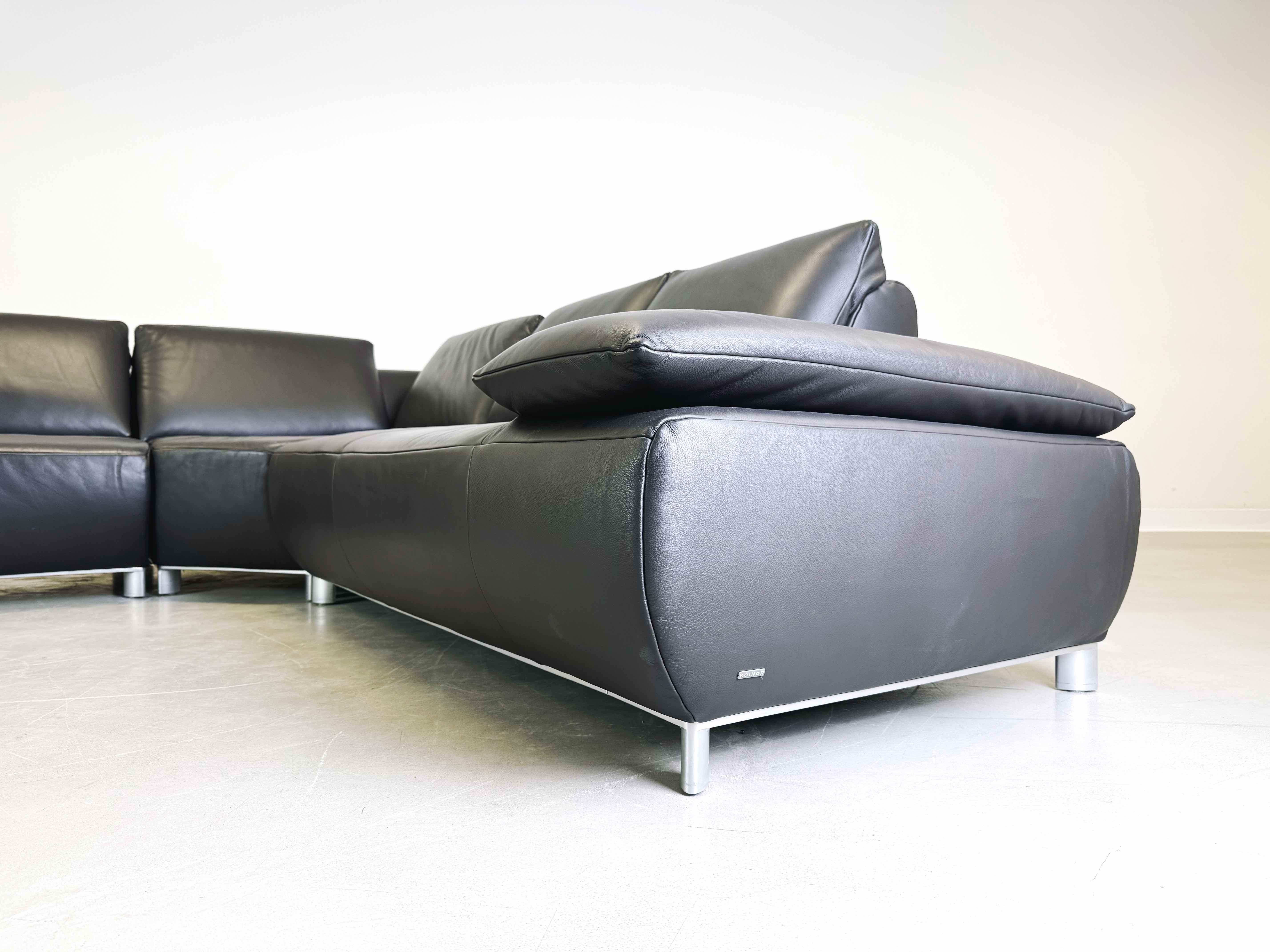 Leather Corner sofa couch with armchair Koinor Volare leather modern design