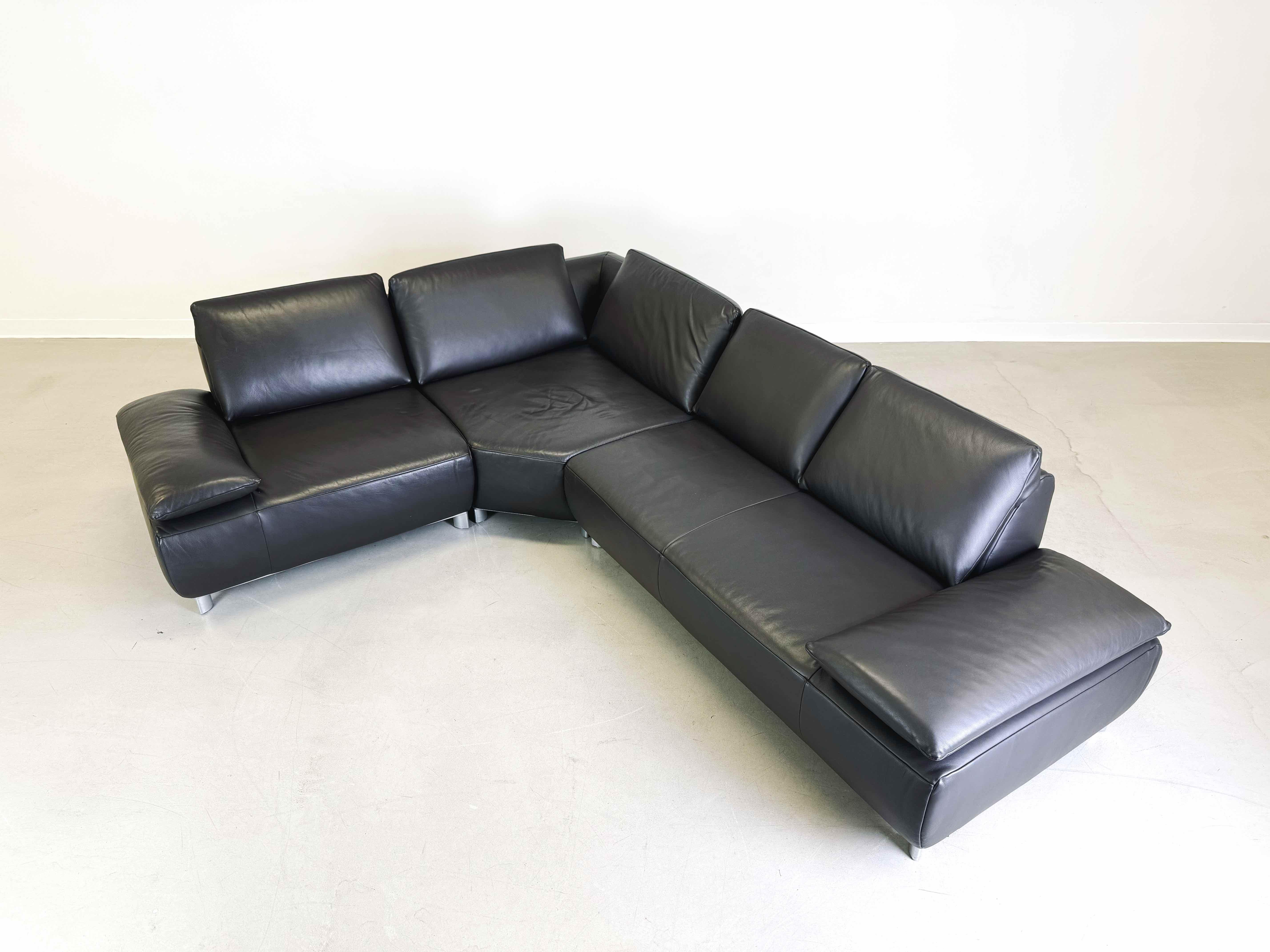 Corner sofa couch with armchair Koinor Volare leather modern design 1