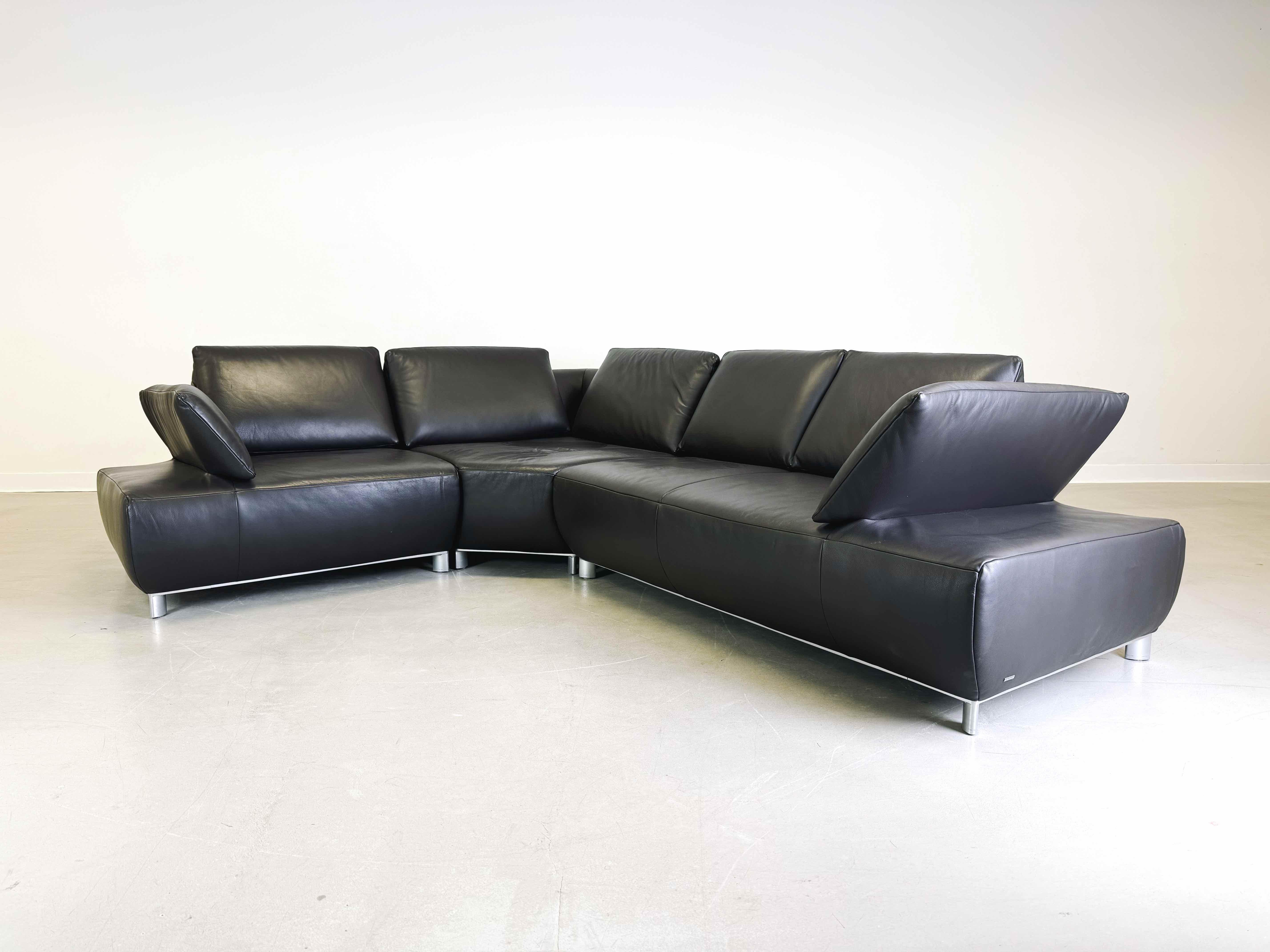 Corner sofa couch with armchair Koinor Volare leather modern design 2
