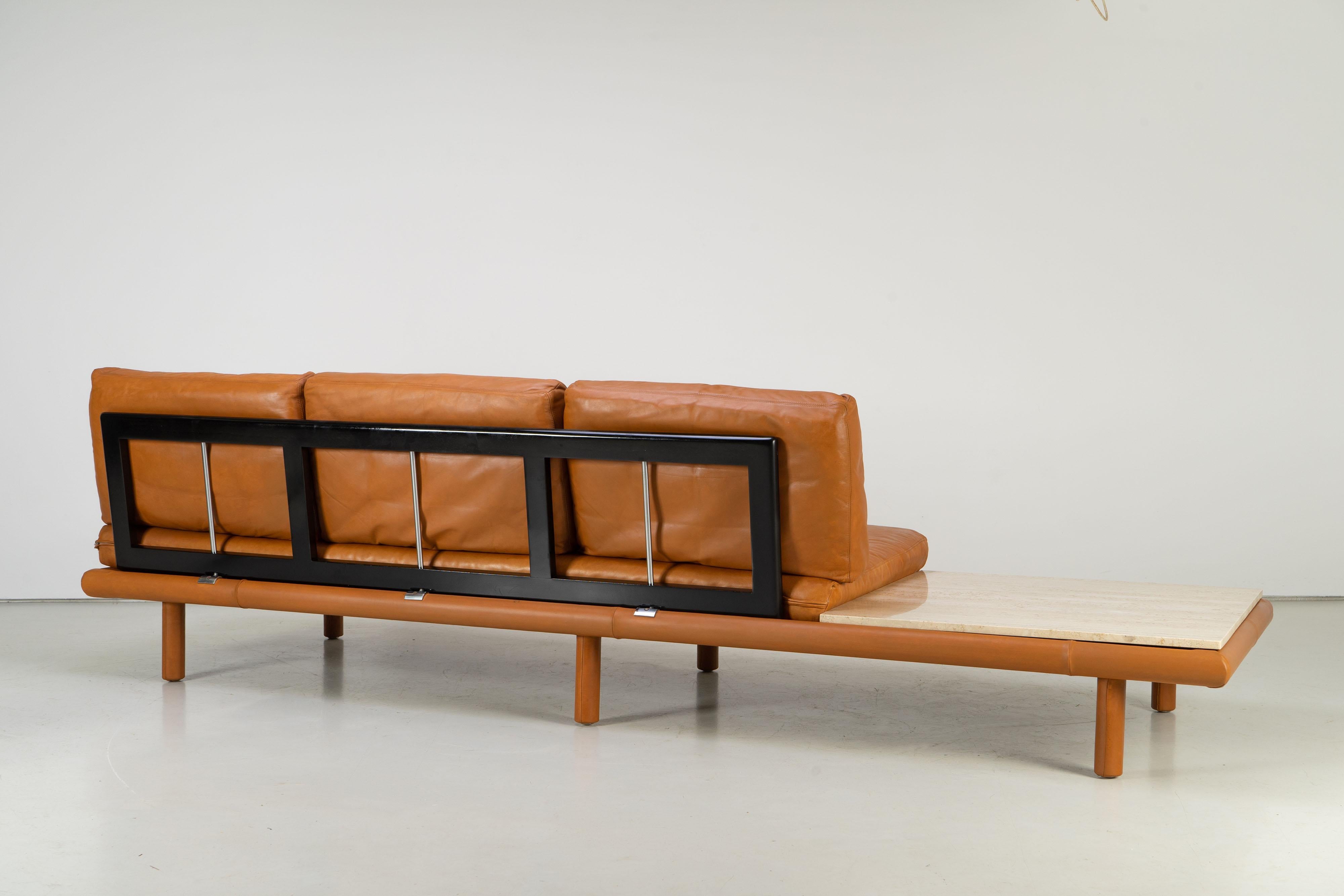 Corner Sofa Franz Köttgen for Kill International Leather and Travertine, 1960s For Sale 4