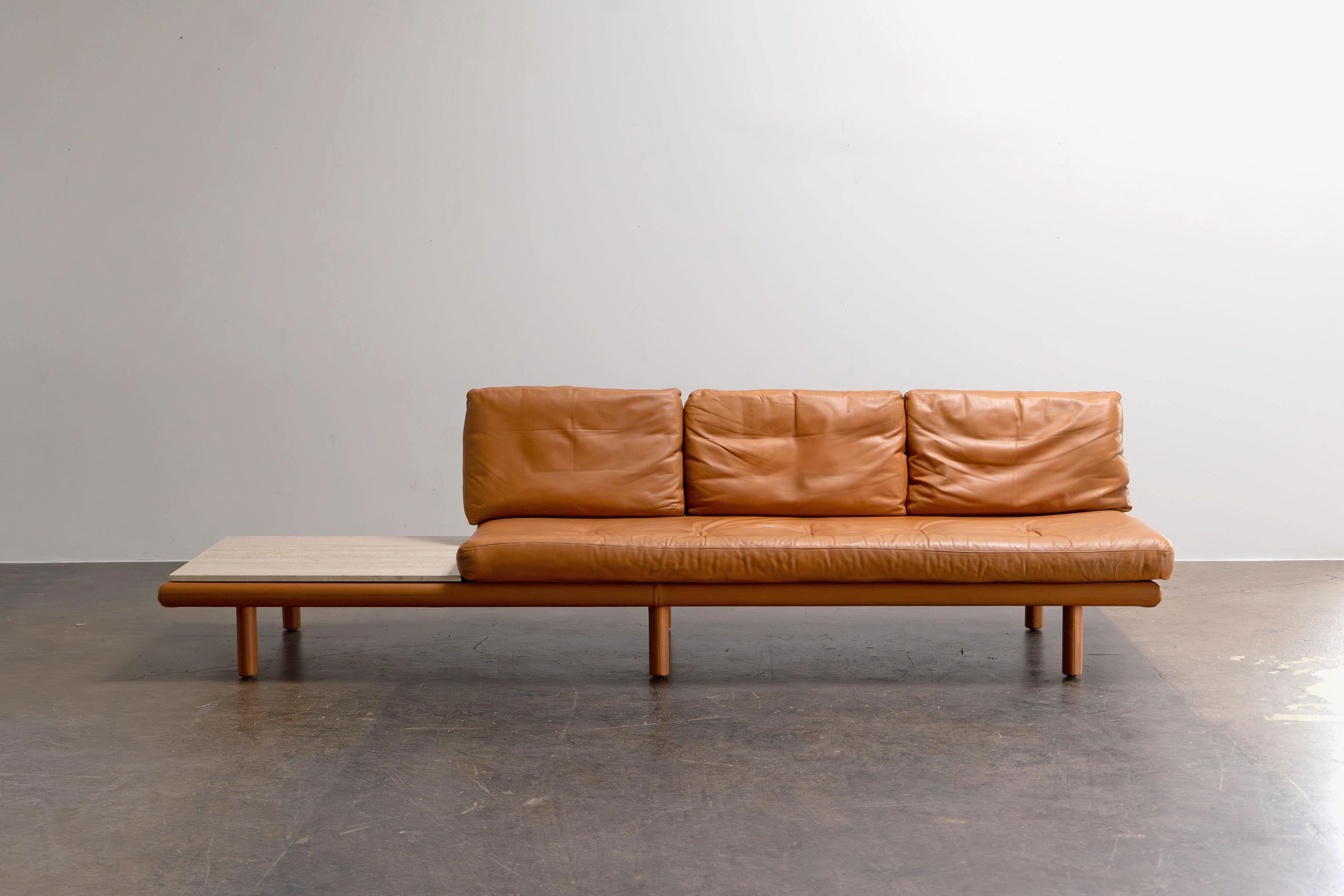 Corner Sofa Franz Köttgen for Kill International Leather and Travertine, 1960s For Sale 2