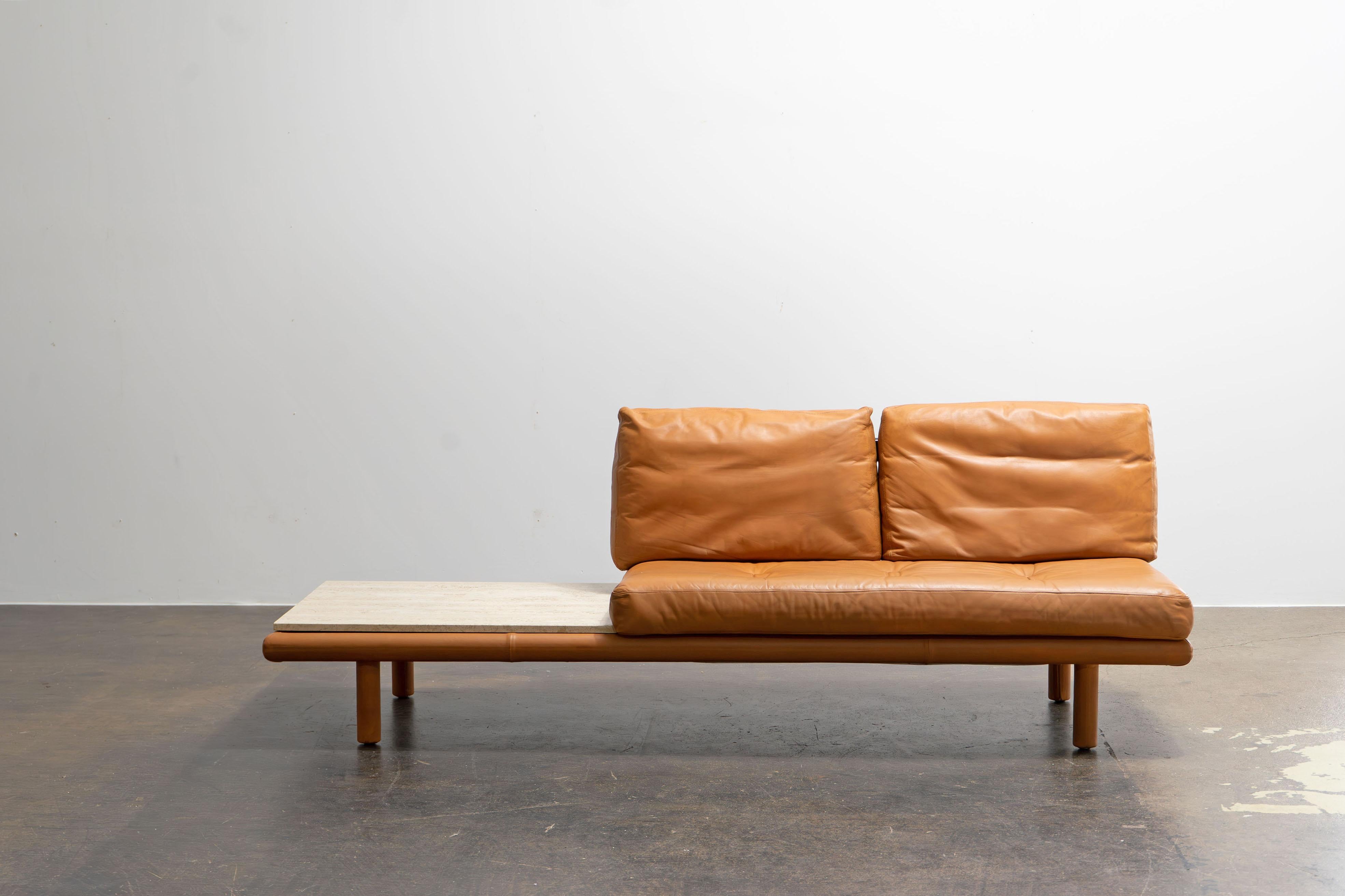 Corner Sofa Franz Köttgen for Kill International Leather and Travertine, 1960s For Sale 3
