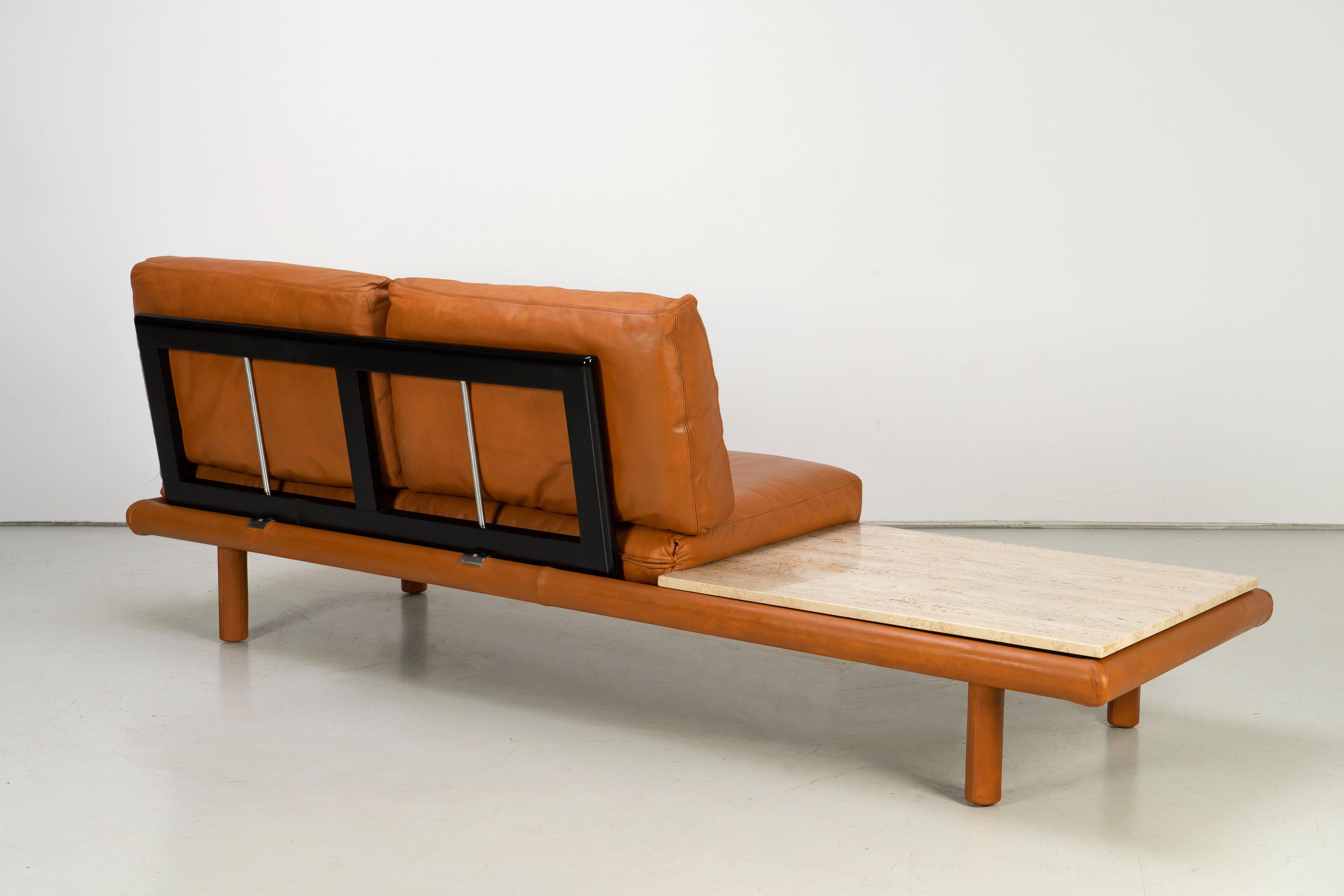 Corner Sofa Franz Köttgen for Kill International Leather and Travertine, 1960s For Sale 9