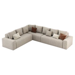 Corner Sofa in Fabric, Portuguese 21st Century Contemporary Upholstered 