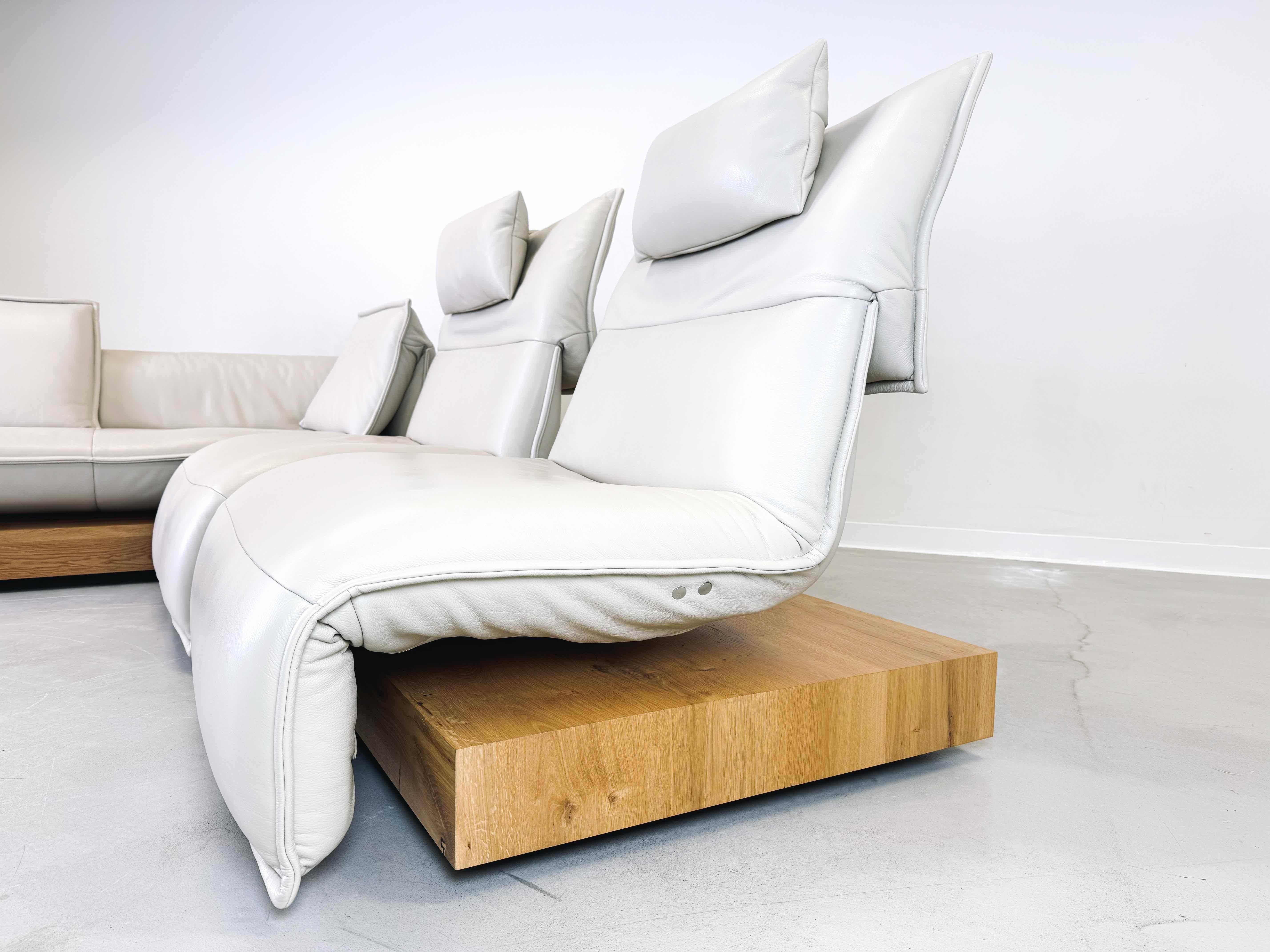 German Corner sofa Koinor Free Motion Edit 3 Leather Couch Beamed Oak