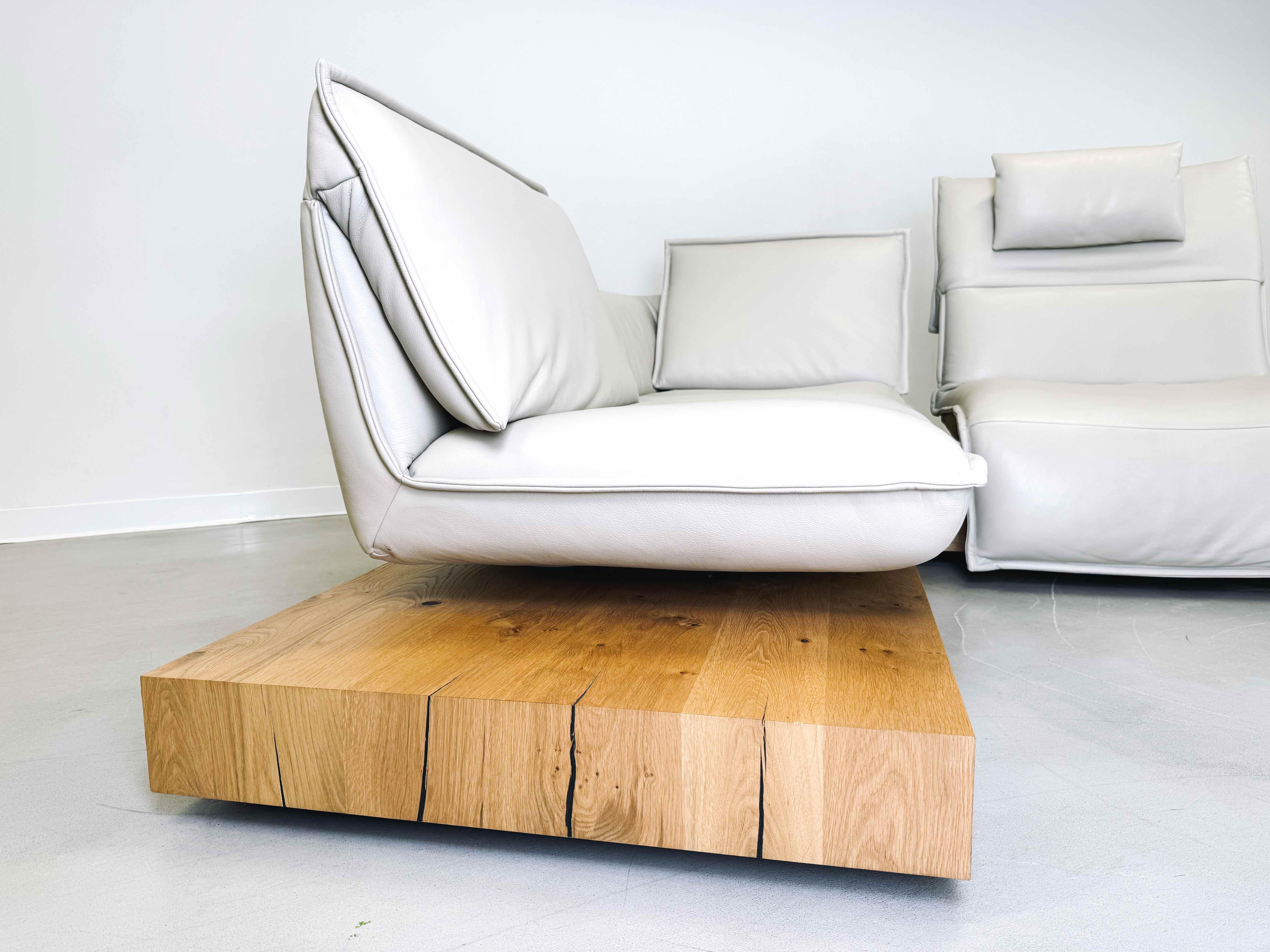 Corner sofa Koinor Free Motion Edit 3 Leather Couch Beamed Oak In Good Condition In Berlin, DE