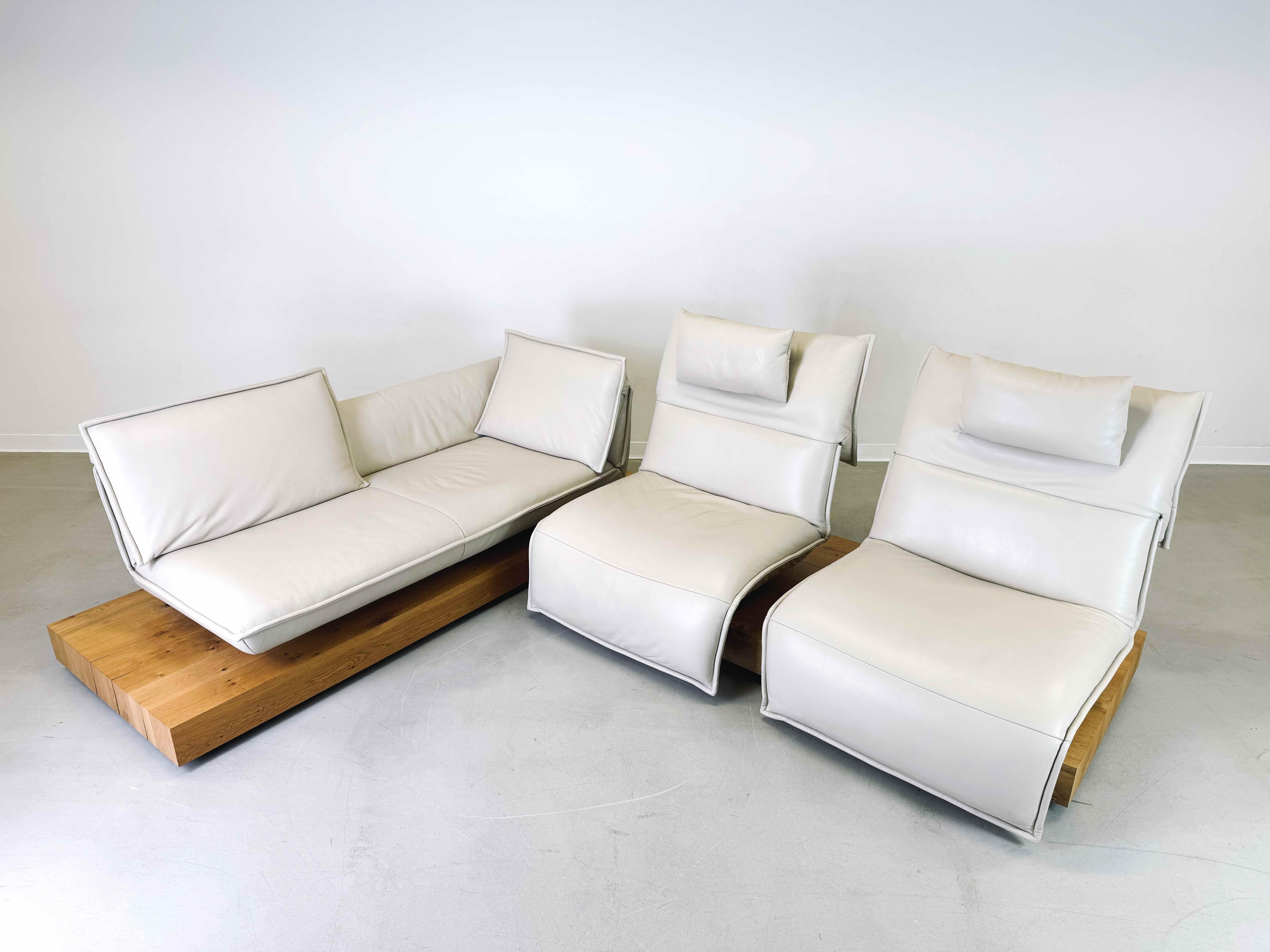 Contemporary Corner sofa Koinor Free Motion Edit 3 Leather Couch Beamed Oak