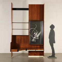 Corner Storage Unit Wood Veneer Vintage, Italy, 1960s