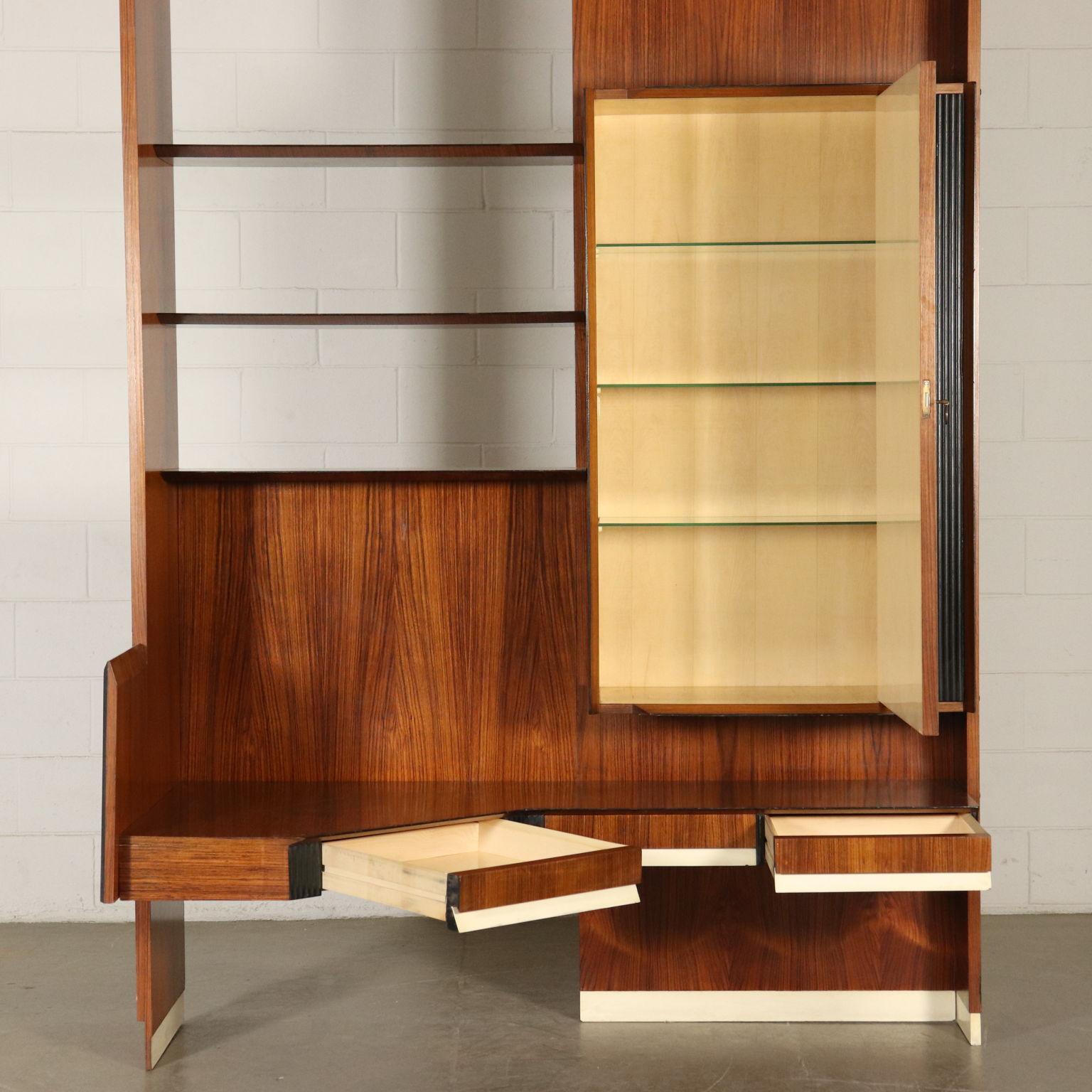 Mid-Century Modern Corner Storage Unit Wood Veneer Vintage, Italy, 1960s