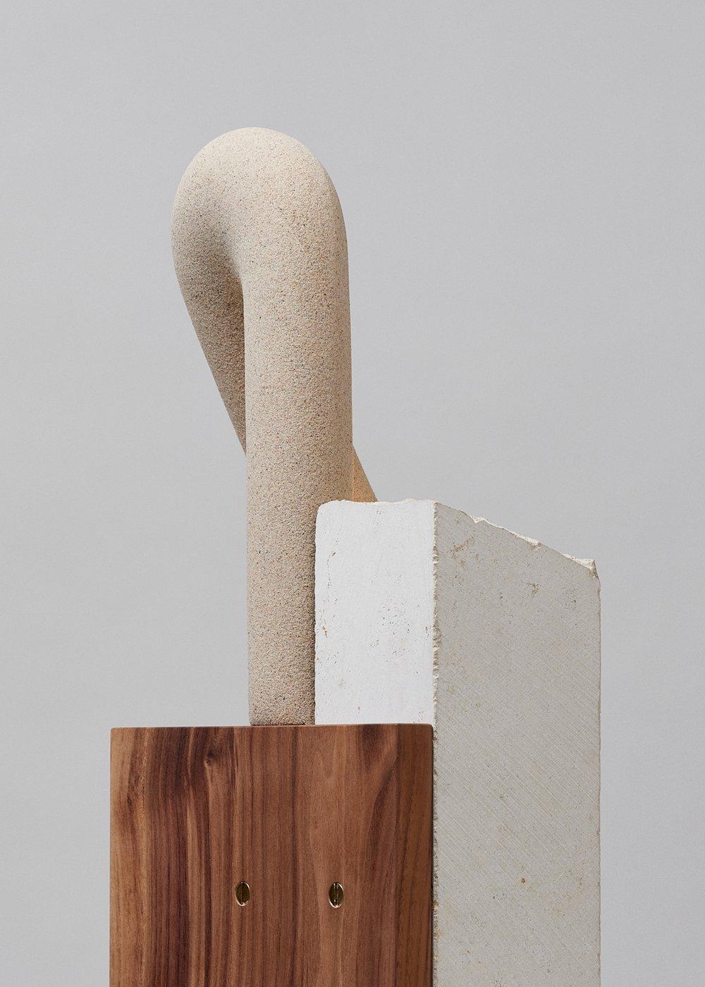 Glass Corner Triangle Exclusive Edition Sand Walnut Table Lamp by Hot Wire Extensions For Sale