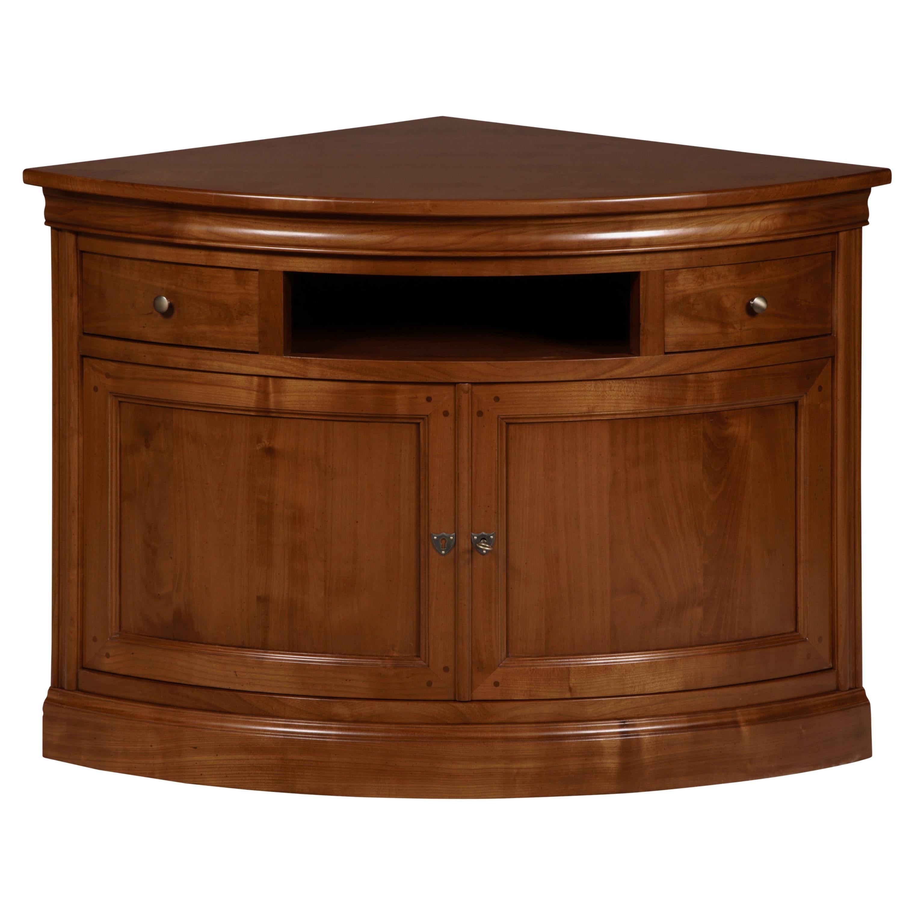 Corner TV Cabinet in Cherry in a Louis Philippe Style, Made in France For  Sale at 1stDibs