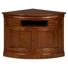 Corner TV Cabinet in Cherry in a Louis Philippe Style, Made in France
