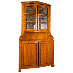 Corner cupboard Vitrine Vintage Biedermeier style Flamed Birch veneer