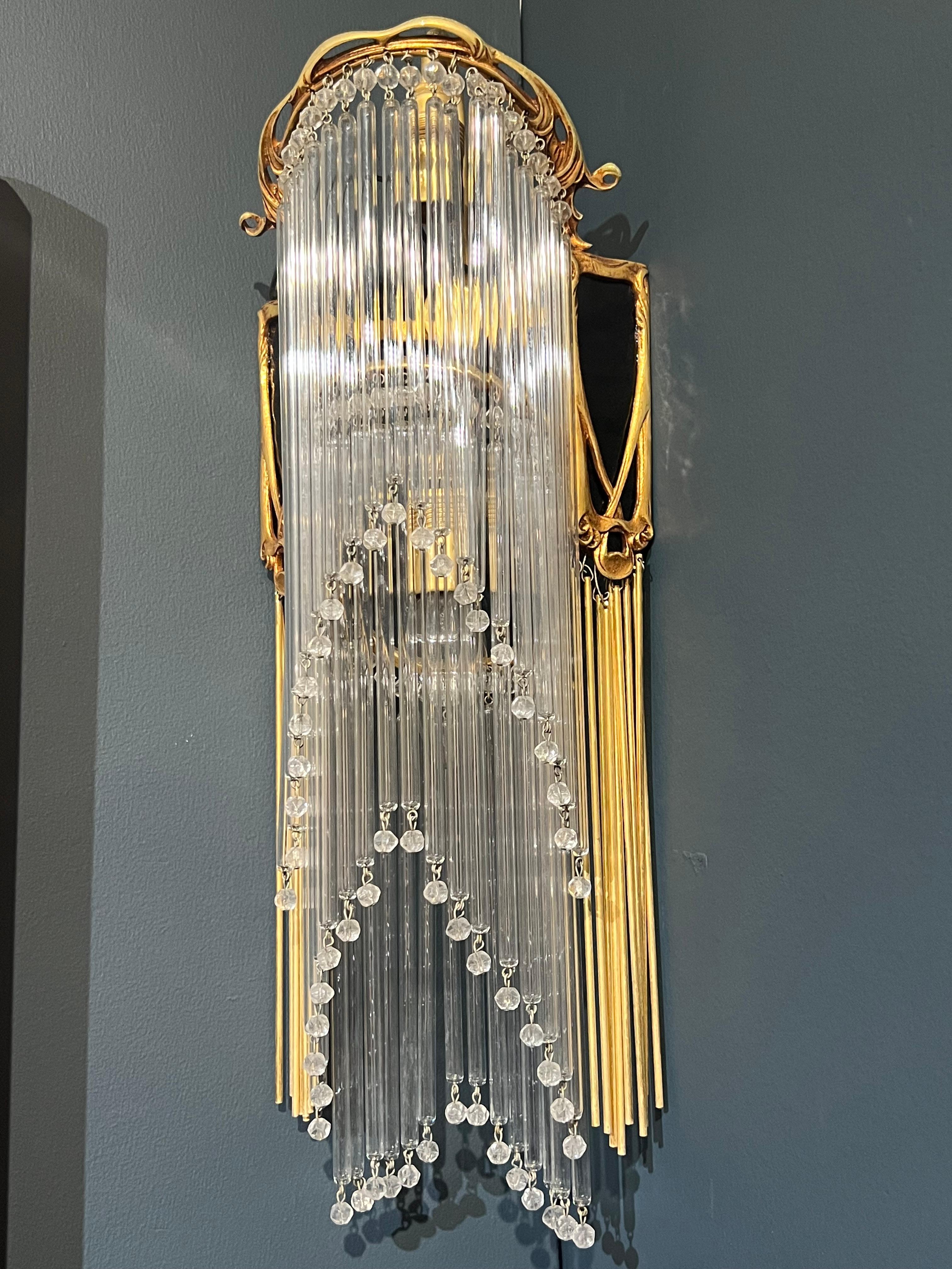 Verre d'art Lampe d'angle Art Nouveau dans le style de Hector Guimard en vente
