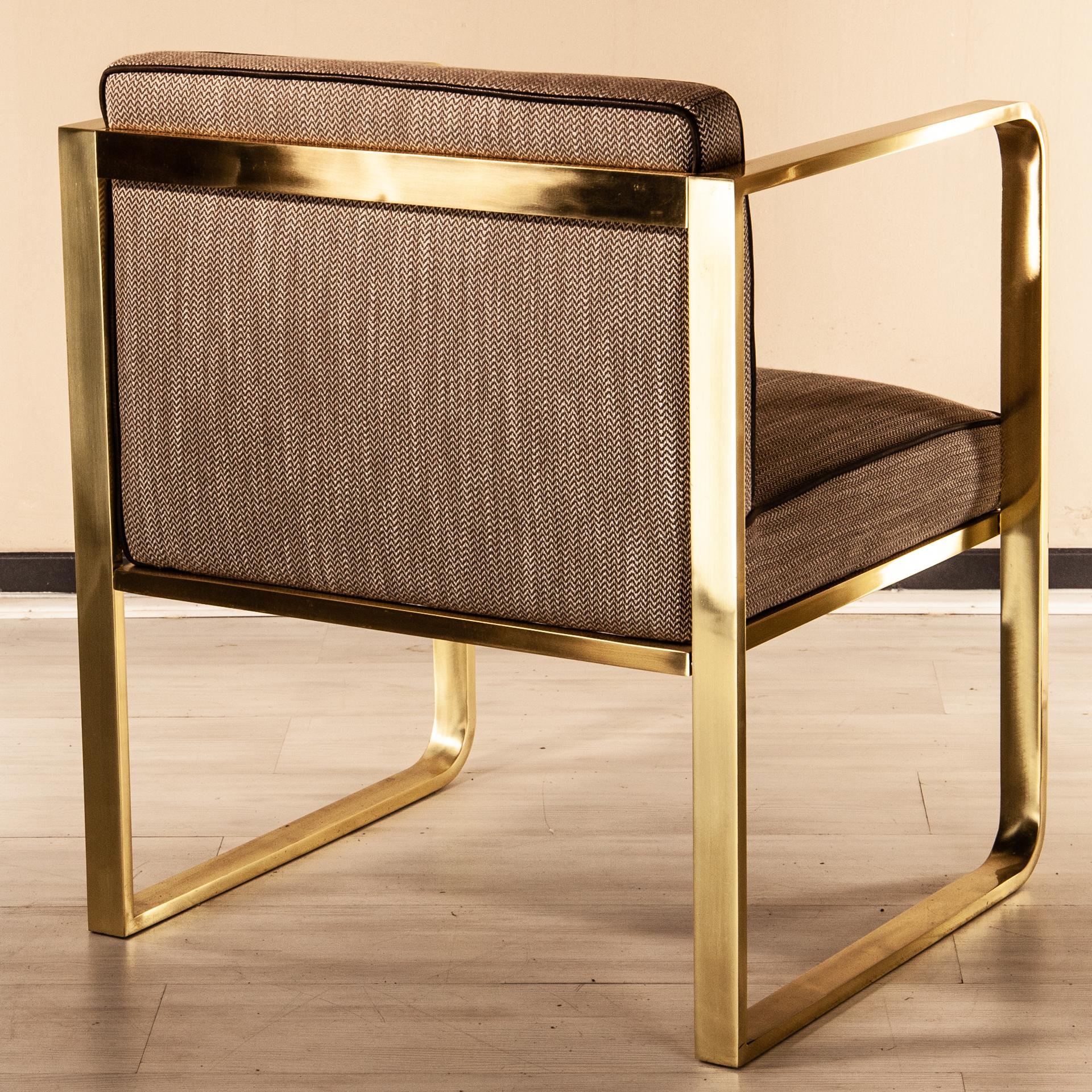 Corners Armchair, Solid Brass Frame, Florence Luxury Manufacturing For Sale 2