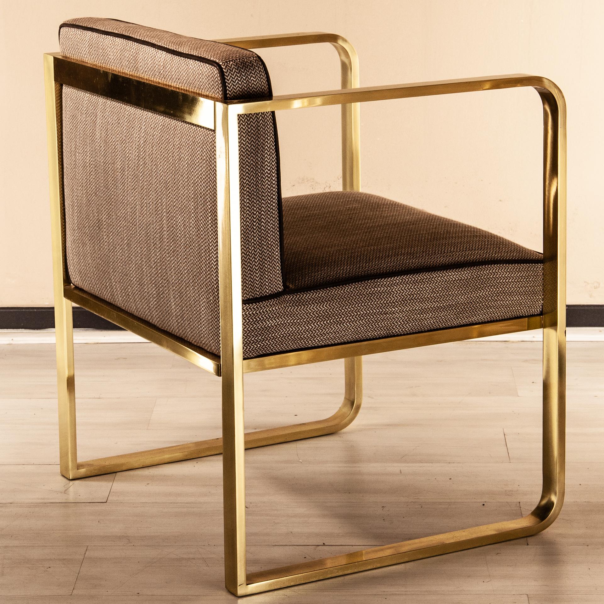 Corners Armchair, Solid Brass Frame, Florence Luxury Manufacturing For Sale 3