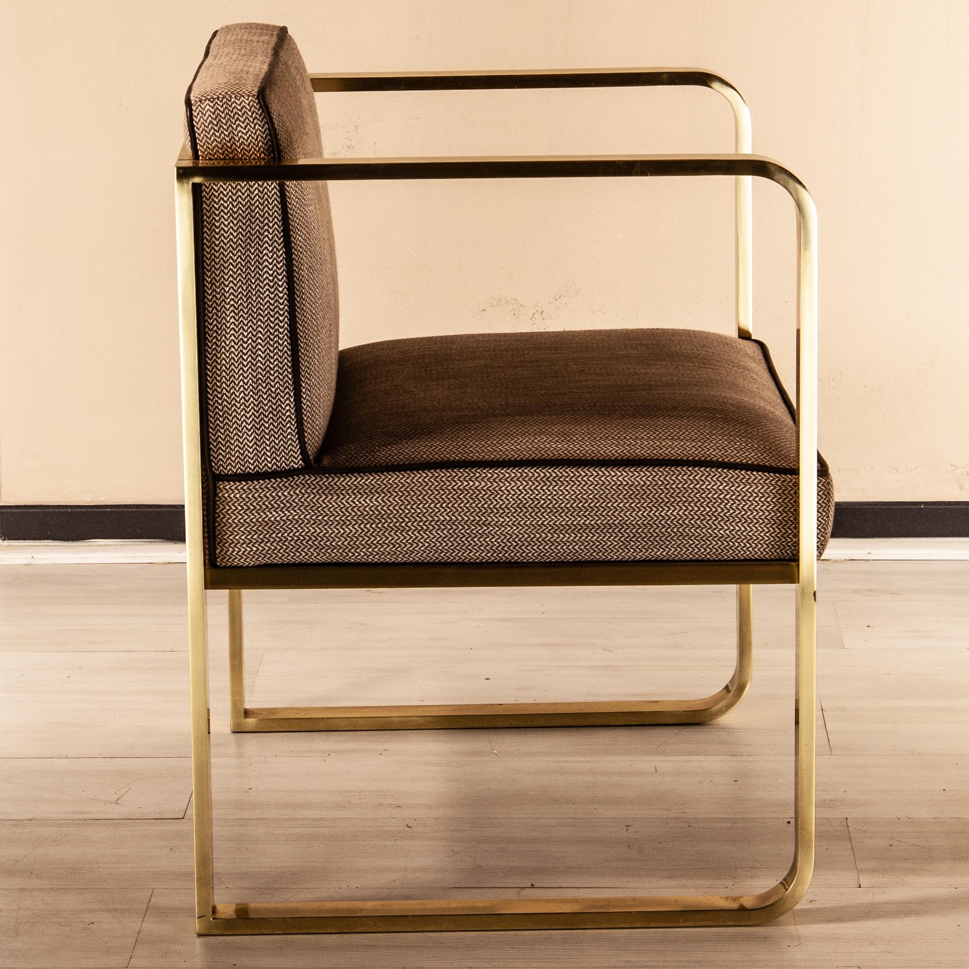 Corners Armchair, Solid Brass Frame, Florence Luxury Manufacturing For Sale 4