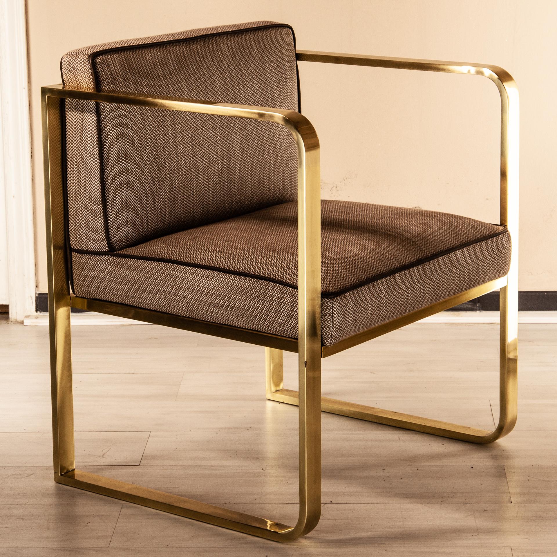 Corners Armchair, Solid Brass Frame, Florence Luxury Manufacturing For Sale 5