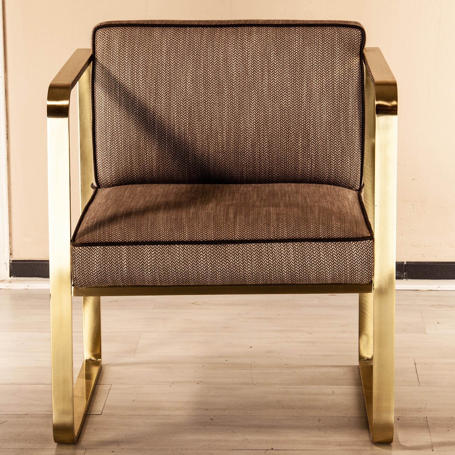 Corners Armchair, Solid Brass Frame, Florence Luxury Manufacturing For Sale 6