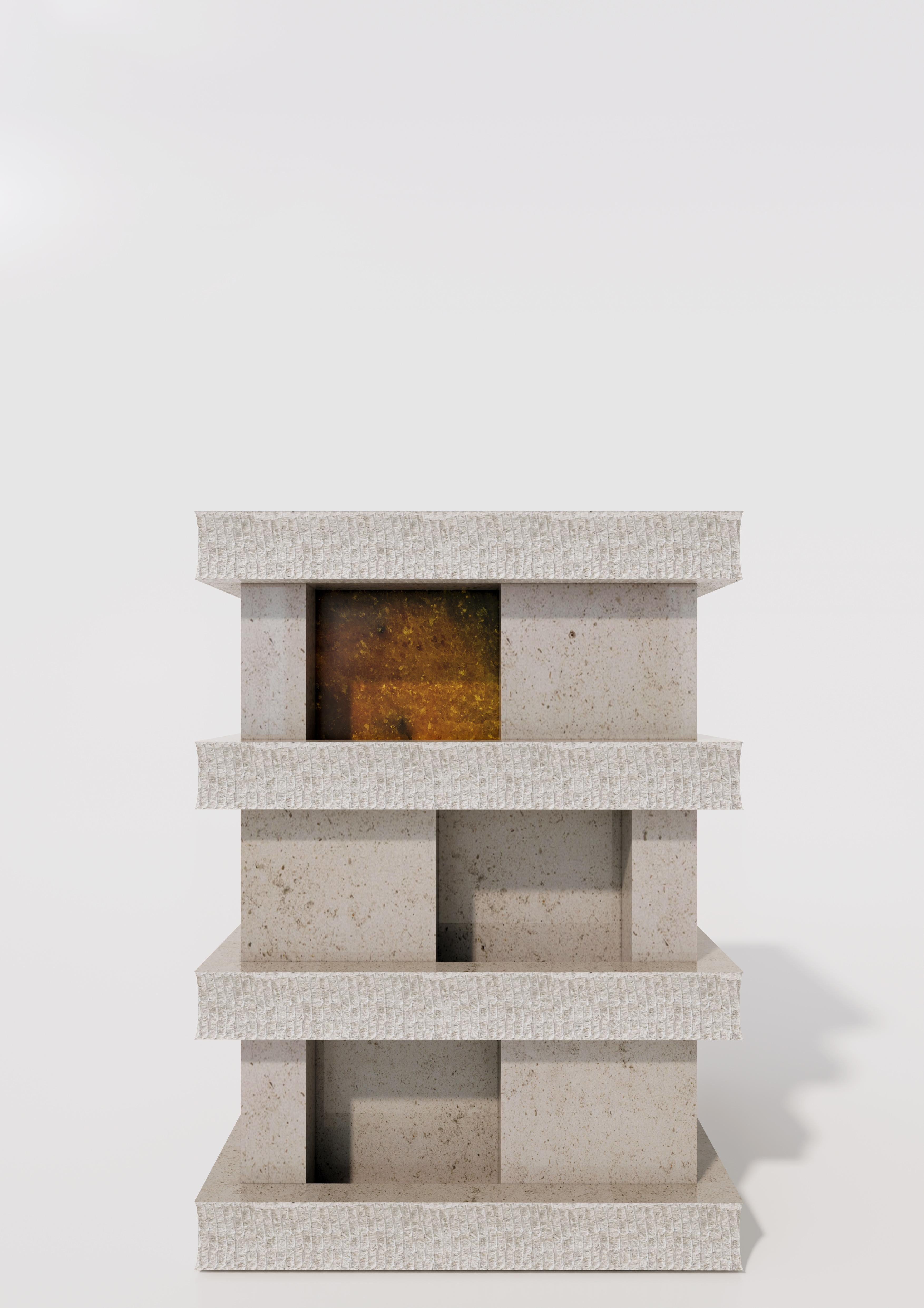 Hammered Cornerstone - Stone Side table For Sale