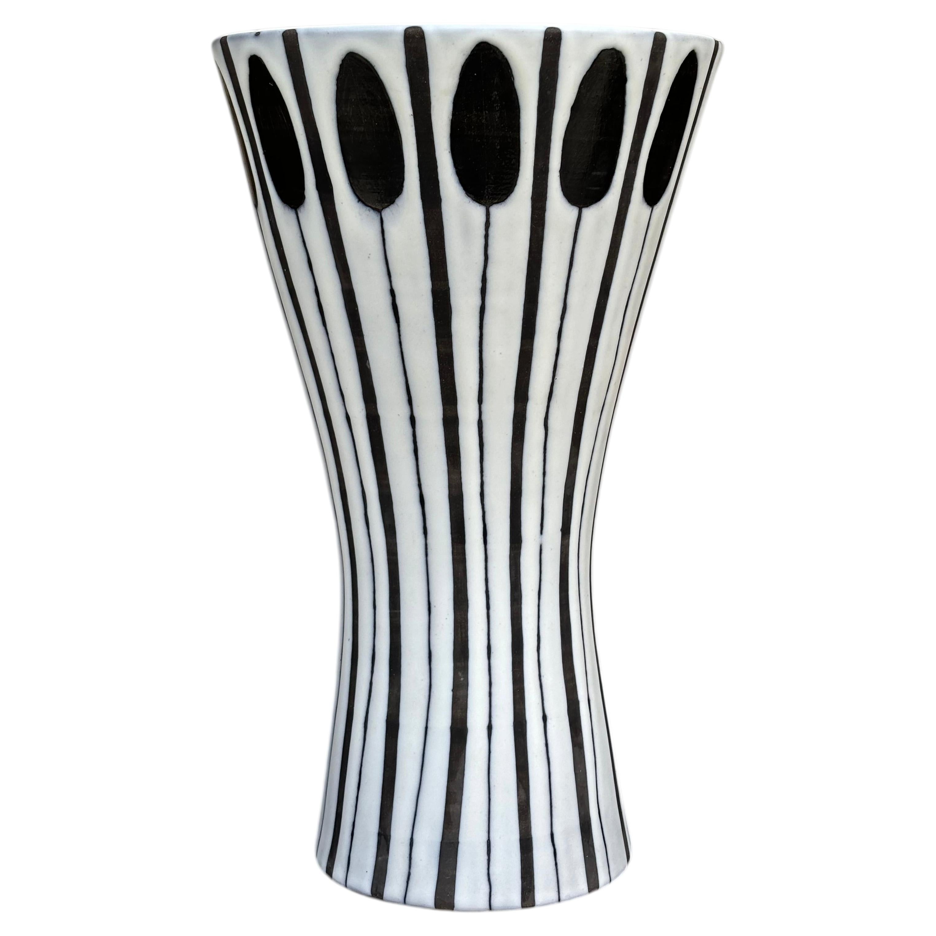Cornet vase by Roger Capron, Vallauris, 1960 scarce model with black colors