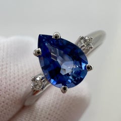 Cornflower Blue 1.00ct Ceylon Sapphire & Diamond 18k White Gold Trilogy Ring