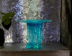 "Cornflower Blue" Fluo Murano Glass Jellyfish, Venice, Handmade in Italy, 2025