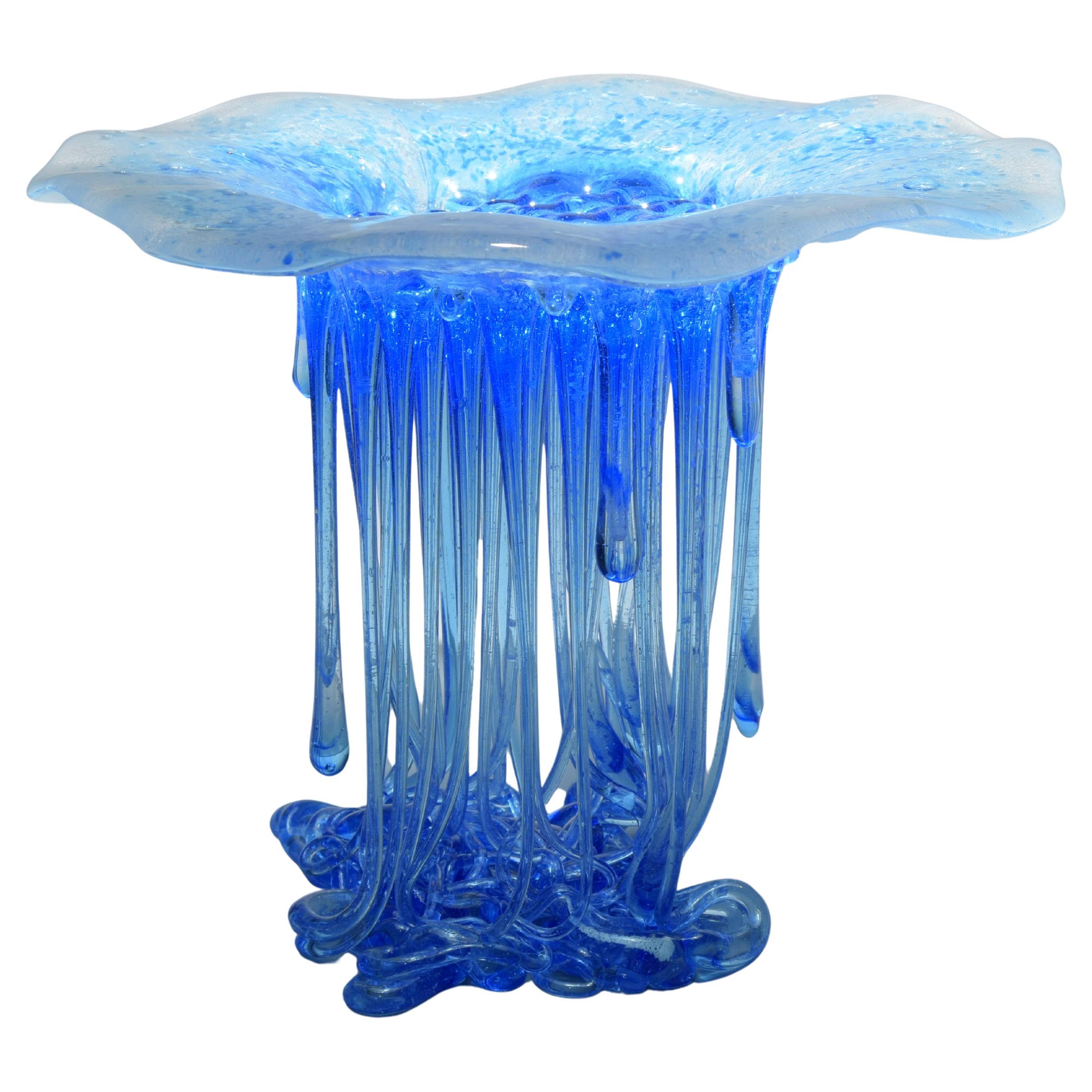 "Kornblumenblaue" Fluo-Murano-Glasqualle, Venedig, handgefertigt in Italien, 2025